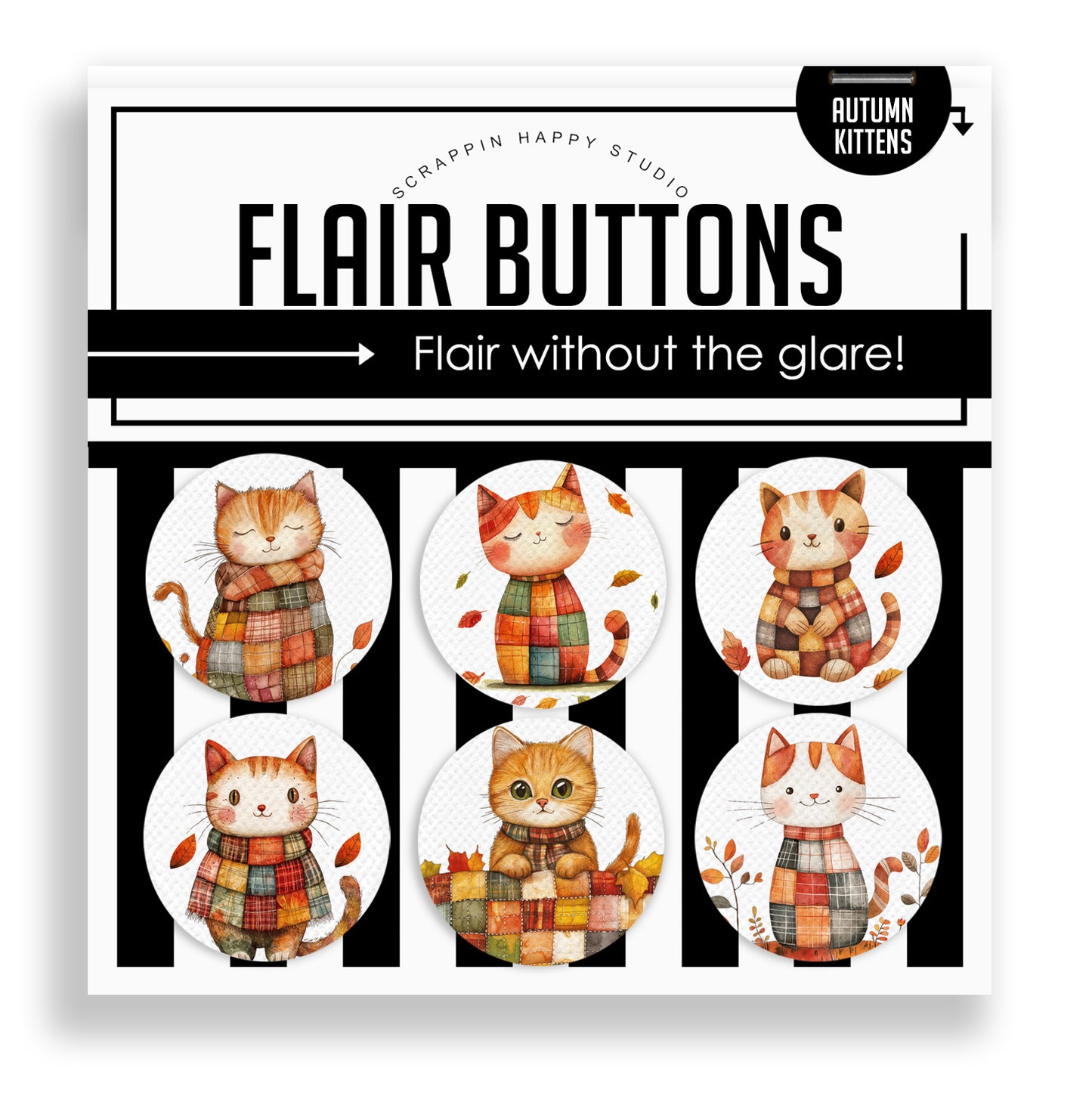 Autumn Kittens Flair Buttons