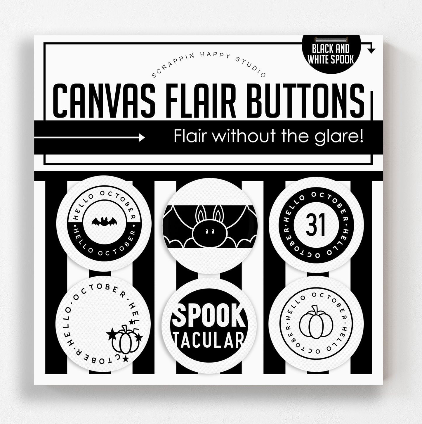 Black And White Spook Canvas Flair