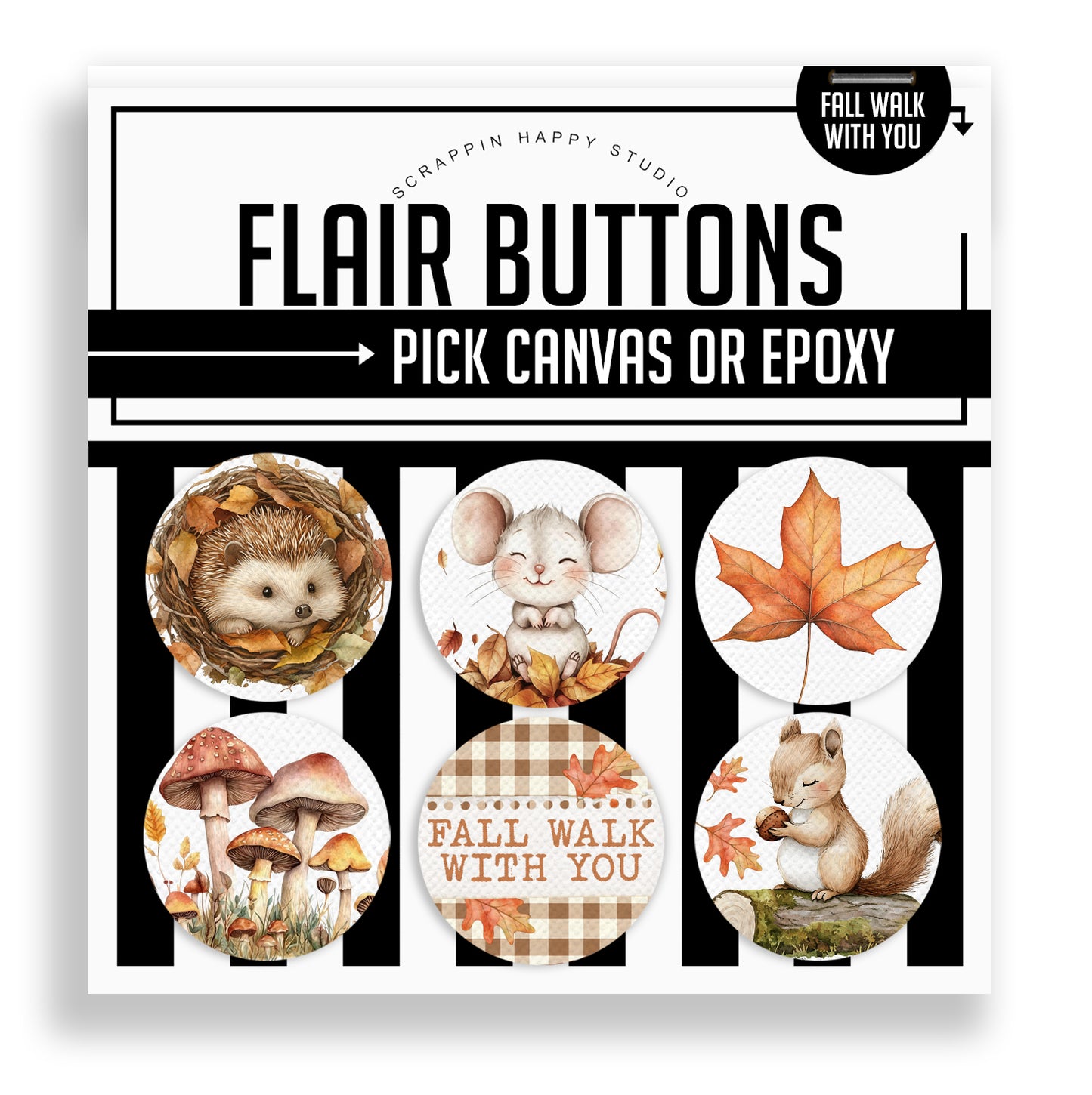 Fall Walk With You Flair Buttons