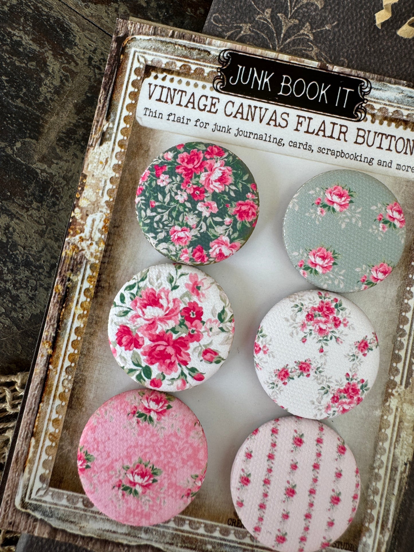 Vintage Oh, Awesome Blossoms Canvas Flair Buttons