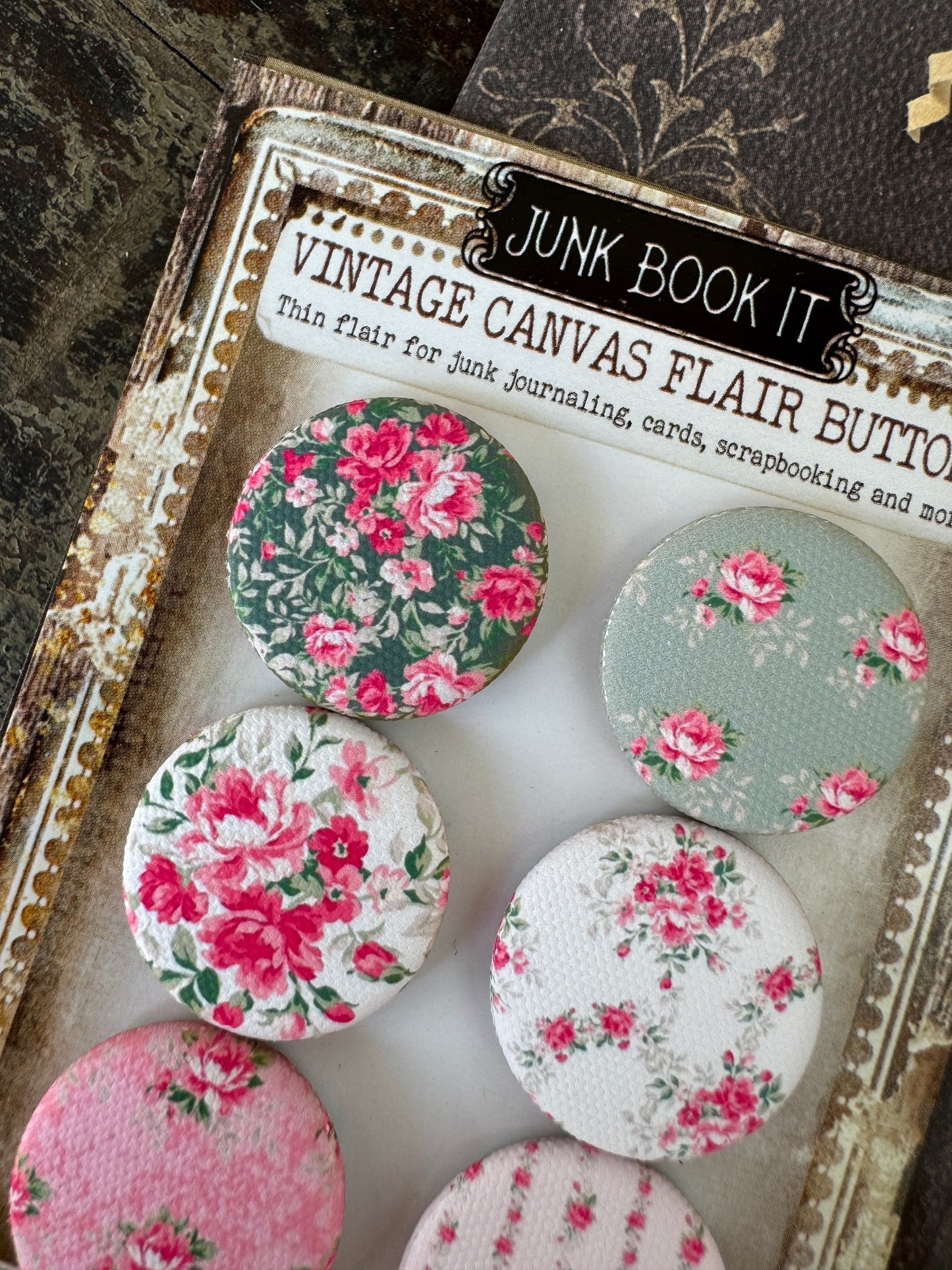 Vintage Oh, Awesome Blossoms Canvas Flair Buttons