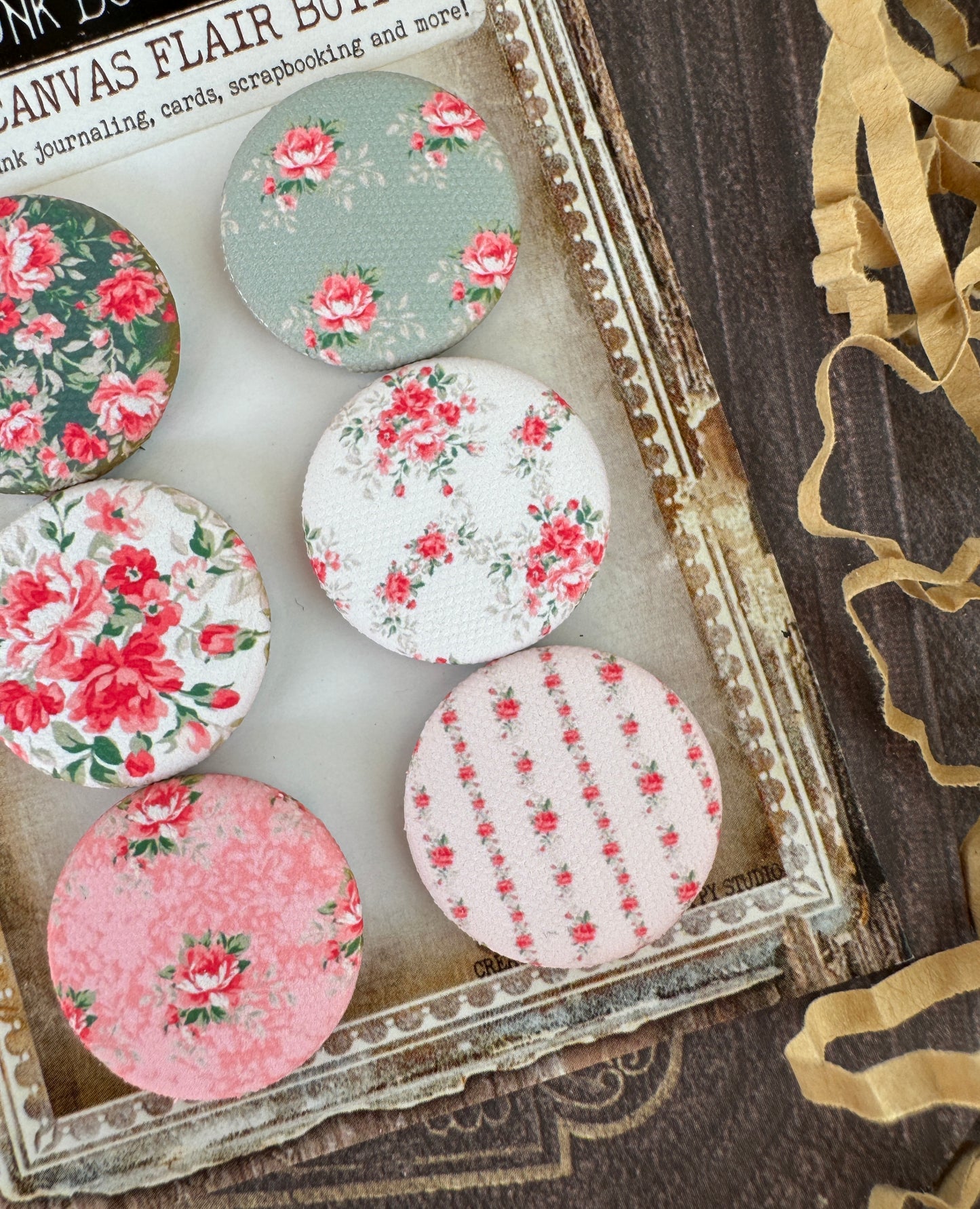 Vintage Oh, Awesome Blossoms Canvas Flair Buttons