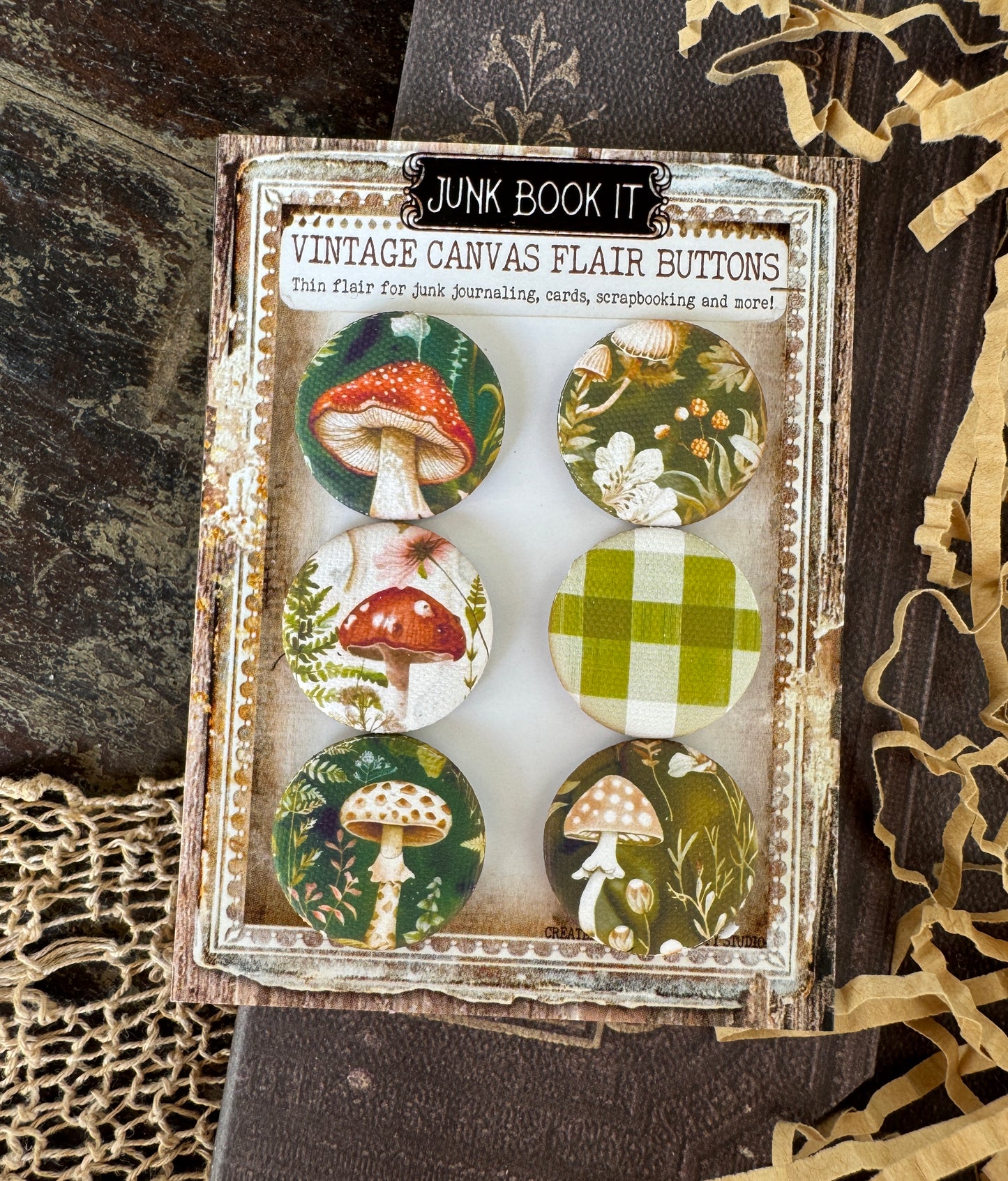 Vintage Mushrooms Canvas Flair Buttons