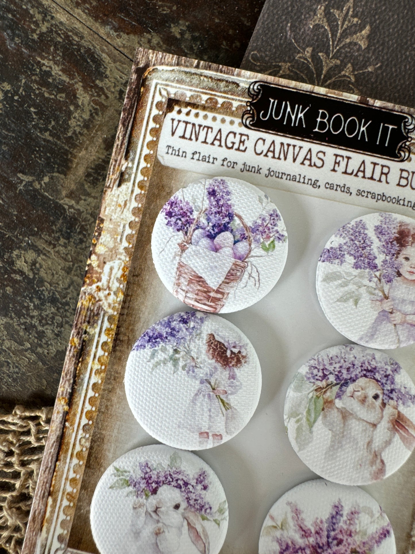 Vintage Lavender Easter Canvas Flair Buttons