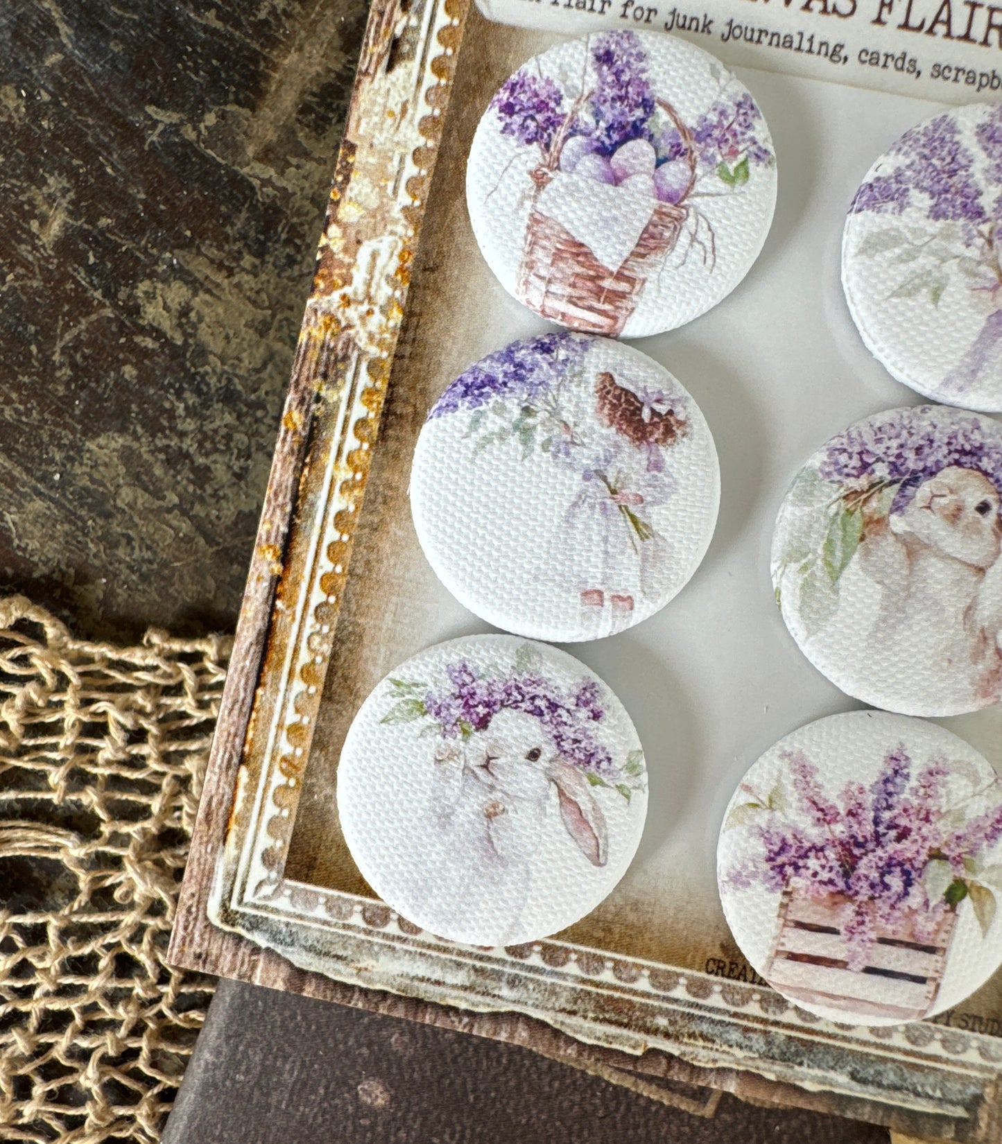 Vintage Lavender Easter Canvas Flair Buttons