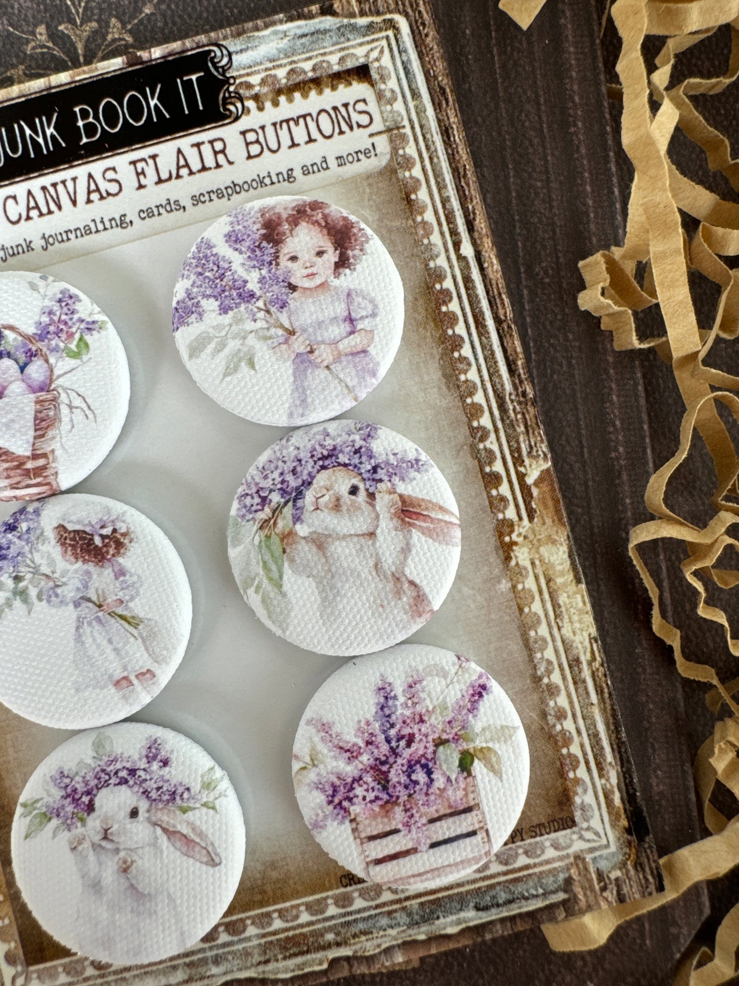 Vintage Lavender Easter Canvas Flair Buttons