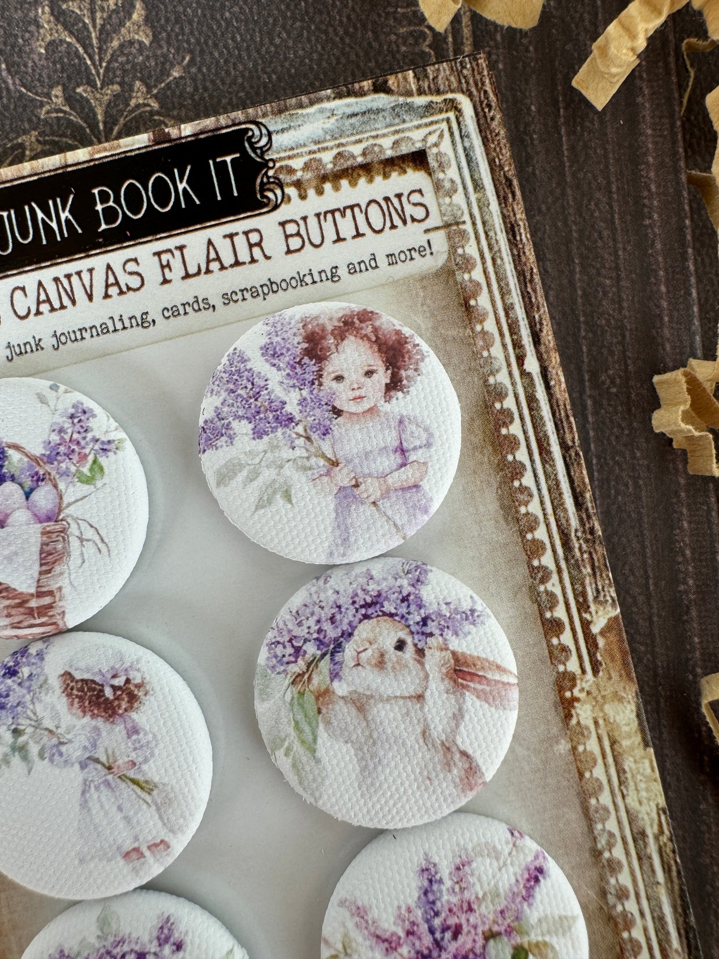 Vintage Lavender Easter Canvas Flair Buttons