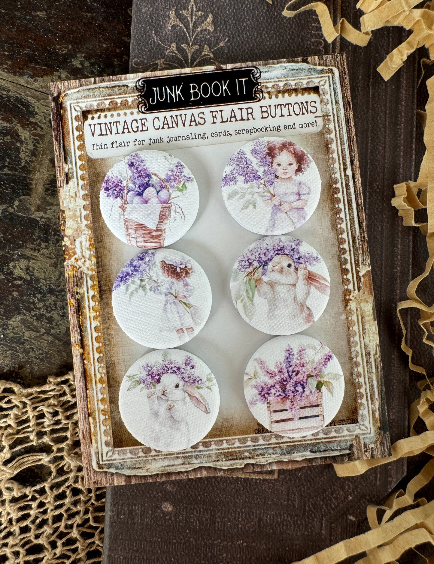 Vintage Lavender Easter Canvas Flair Buttons