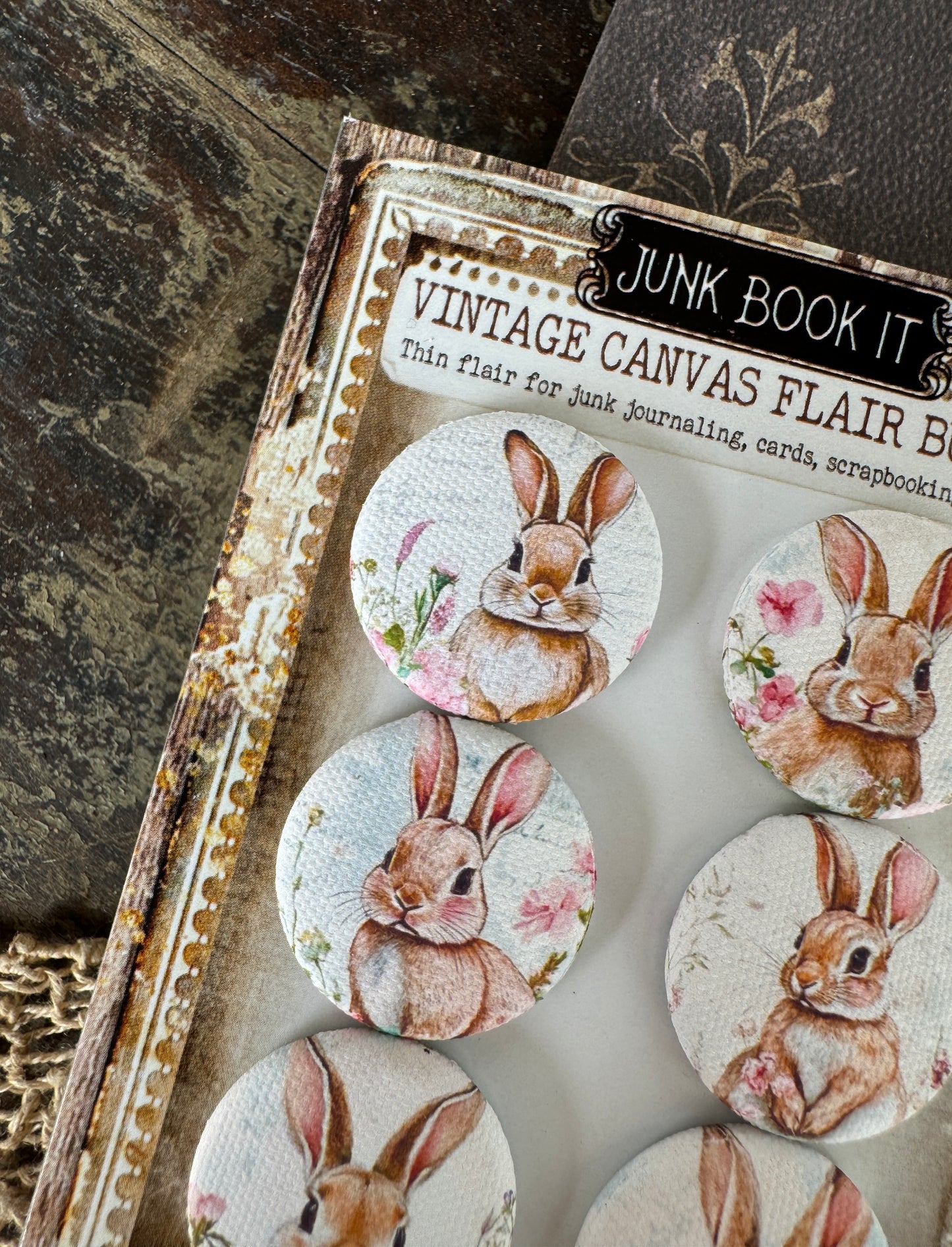 Vintage Easter Rabbit Canvas Flair Buttons