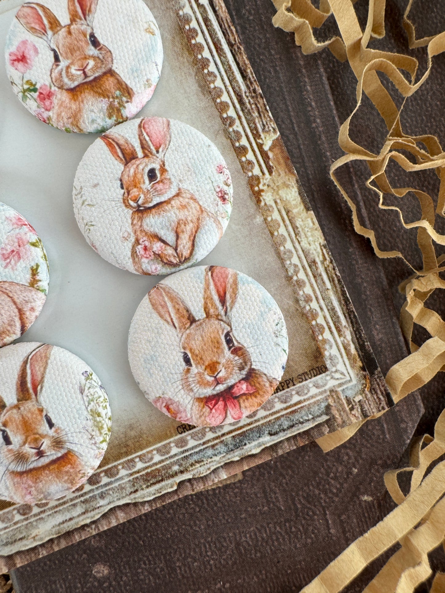 Vintage Easter Rabbit Canvas Flair Buttons
