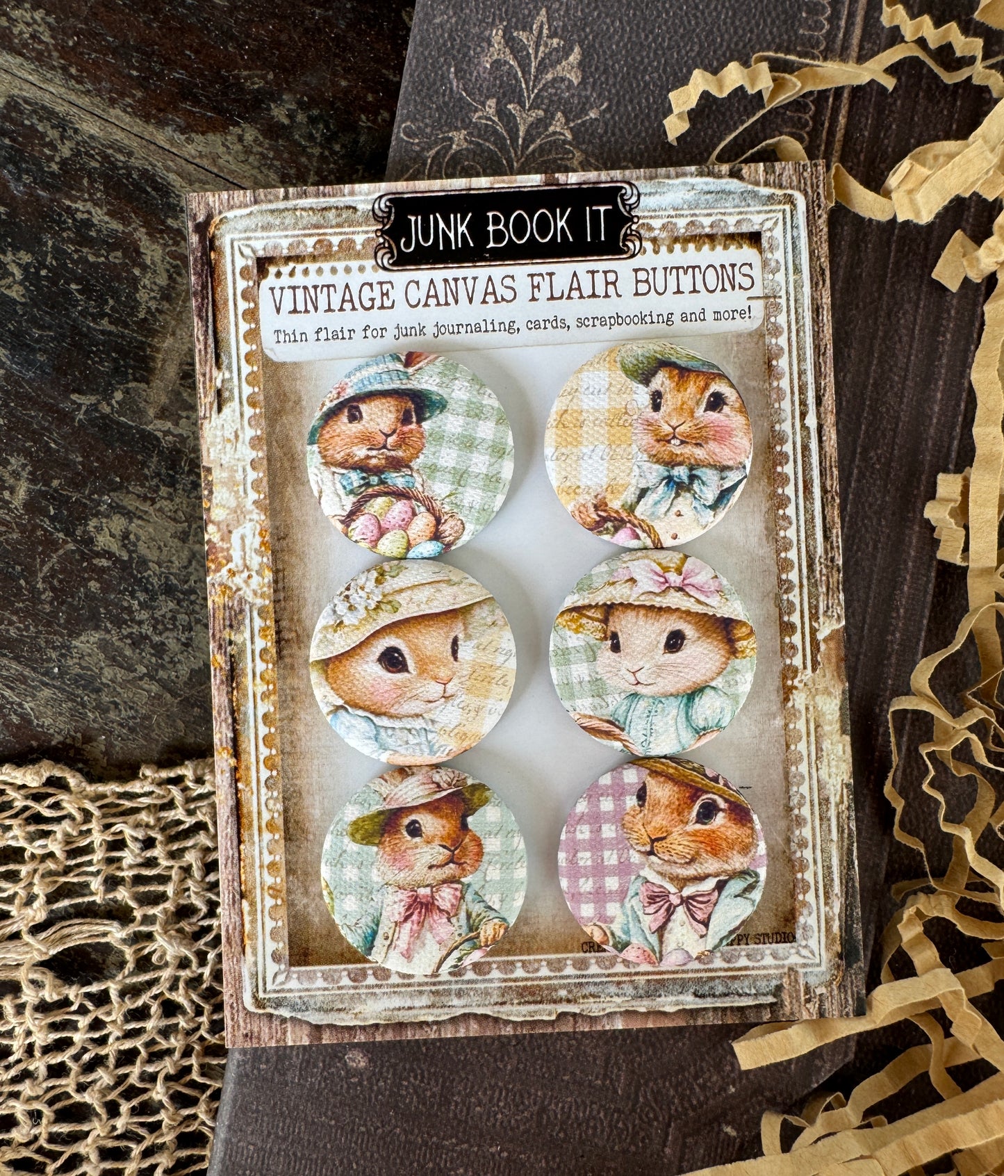 Vintage Happy Easter Canvas Flair Buttons