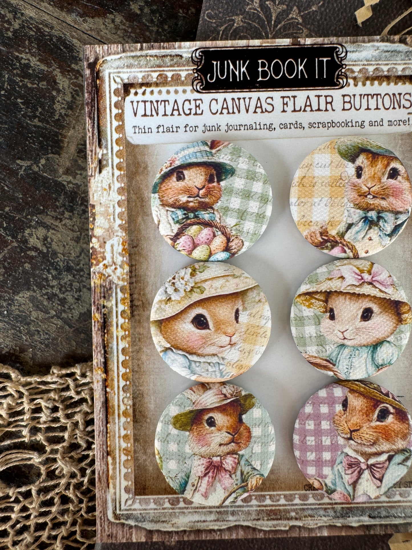 Vintage Happy Easter Canvas Flair Buttons