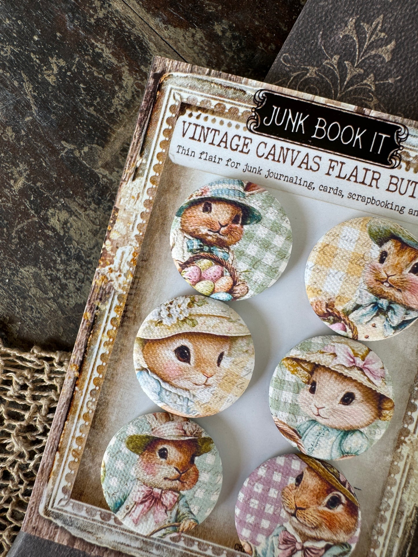 Vintage Happy Easter Canvas Flair Buttons