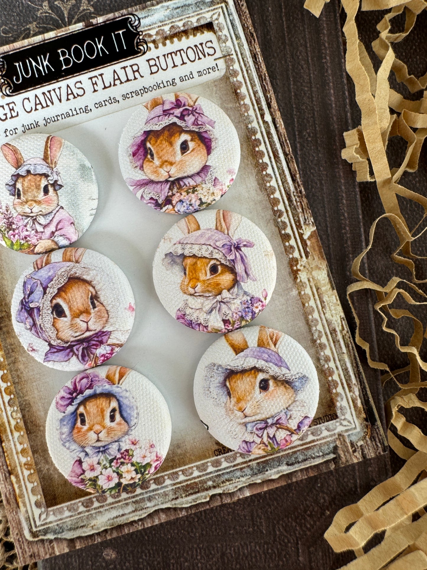Vintage Sweet Spring Bunny Canvas Flair Buttons