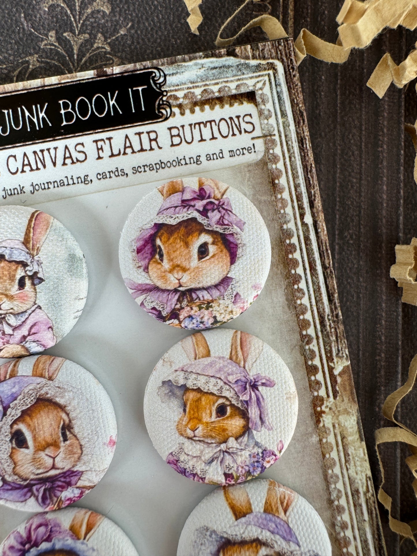 Vintage Sweet Spring Bunny Canvas Flair Buttons