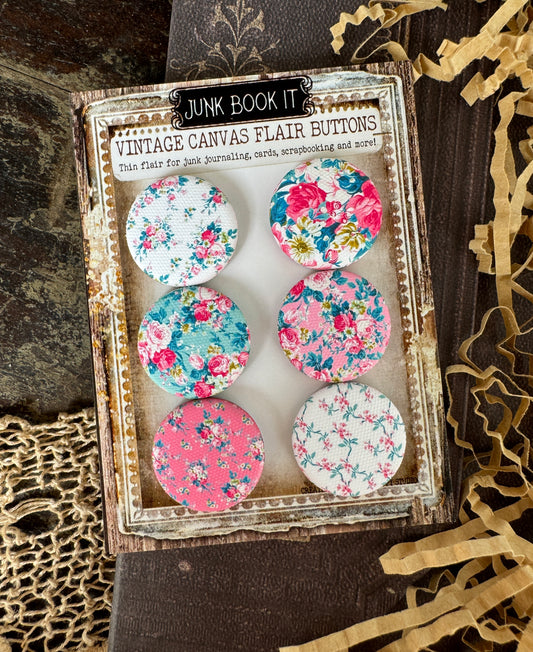 Vintage Awesome Blossoms Canvas Flair Buttons