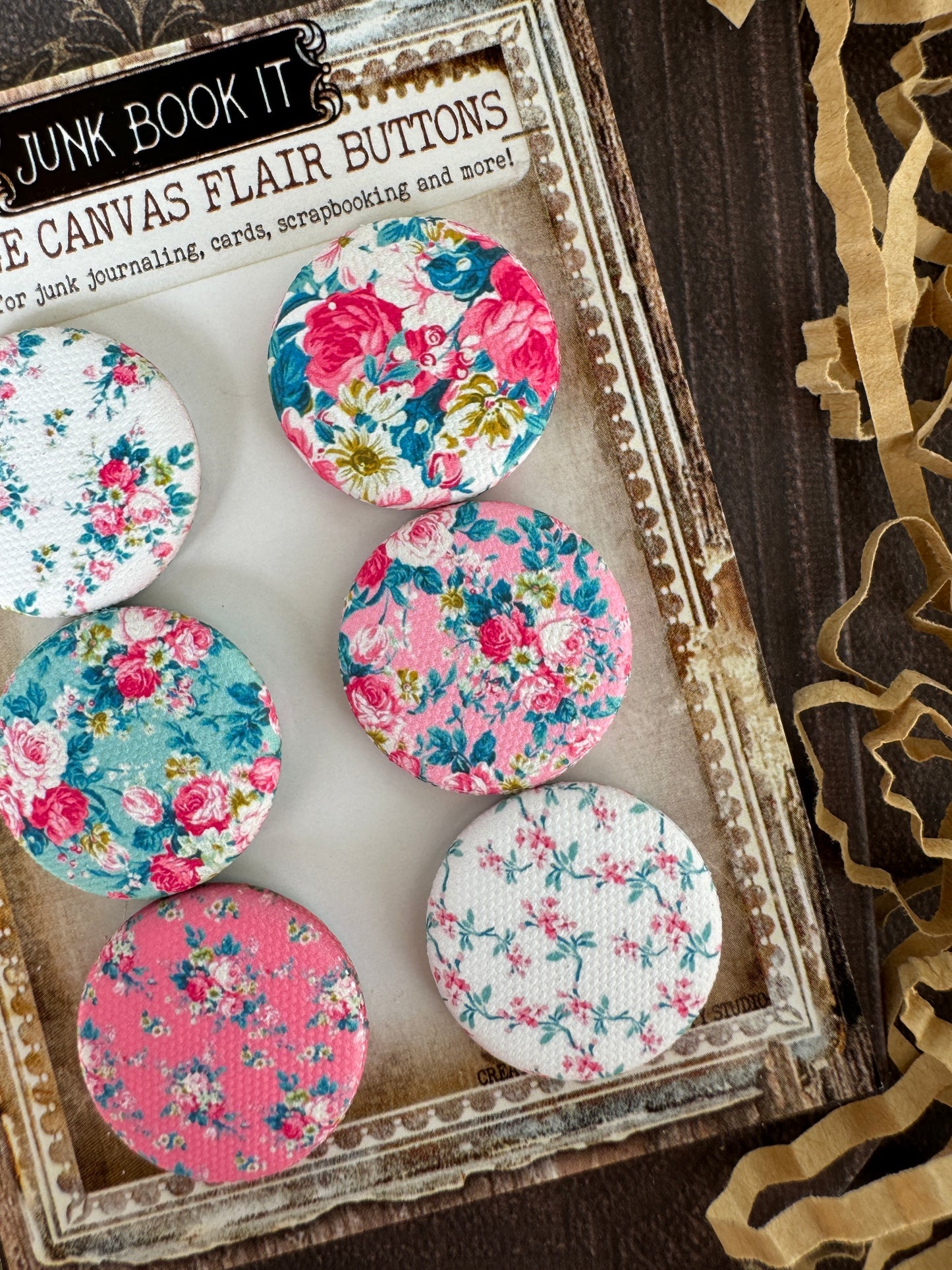 Vintage Blossoms Canvas Flair Buttons