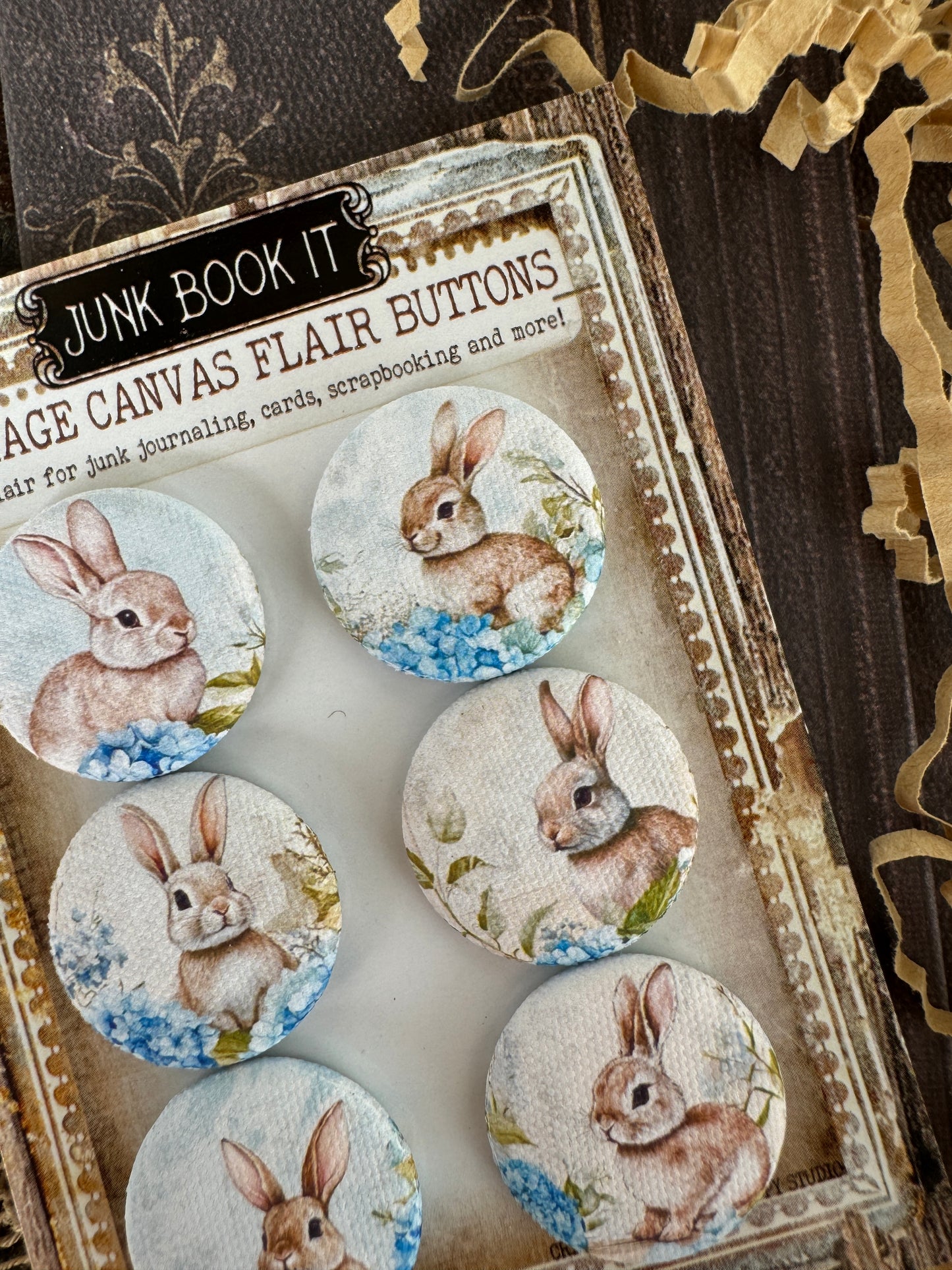 Vintage Hydrangeas And Bunnies Canvas Flair Buttons