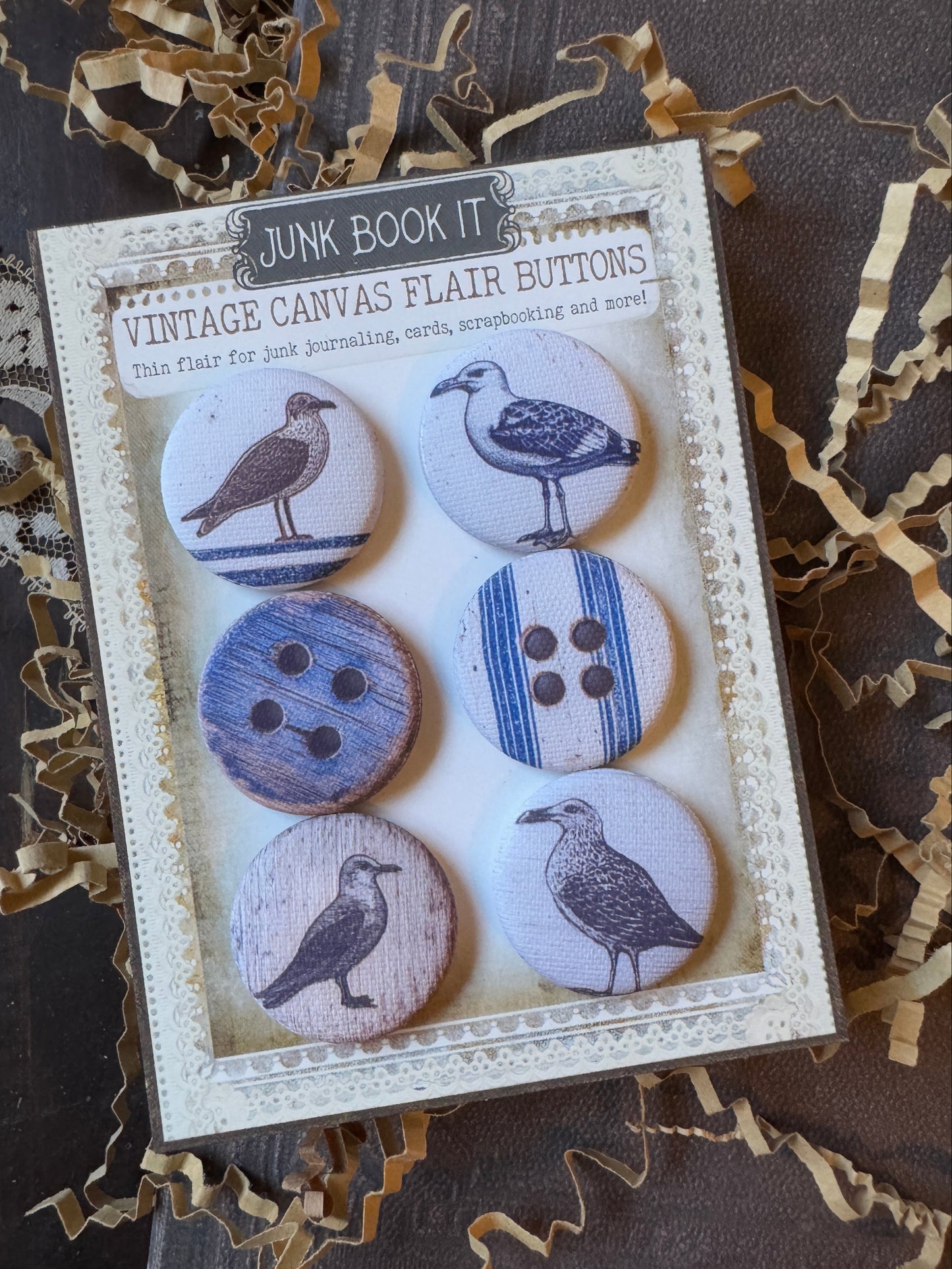 Vintage Coastal Buttons Canvas Flair Buttons