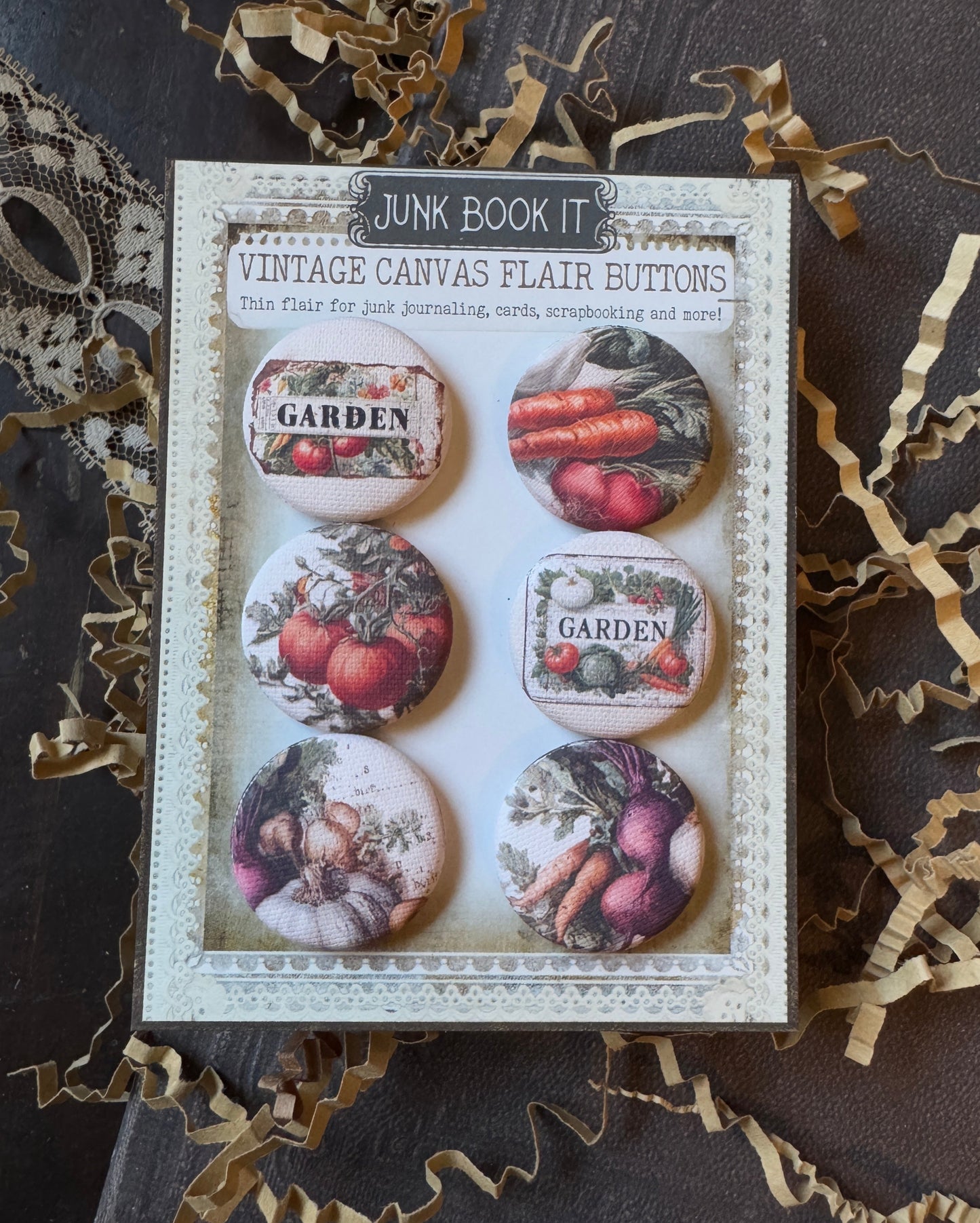 Vintage Veggie Garden Canvas Flair Buttons