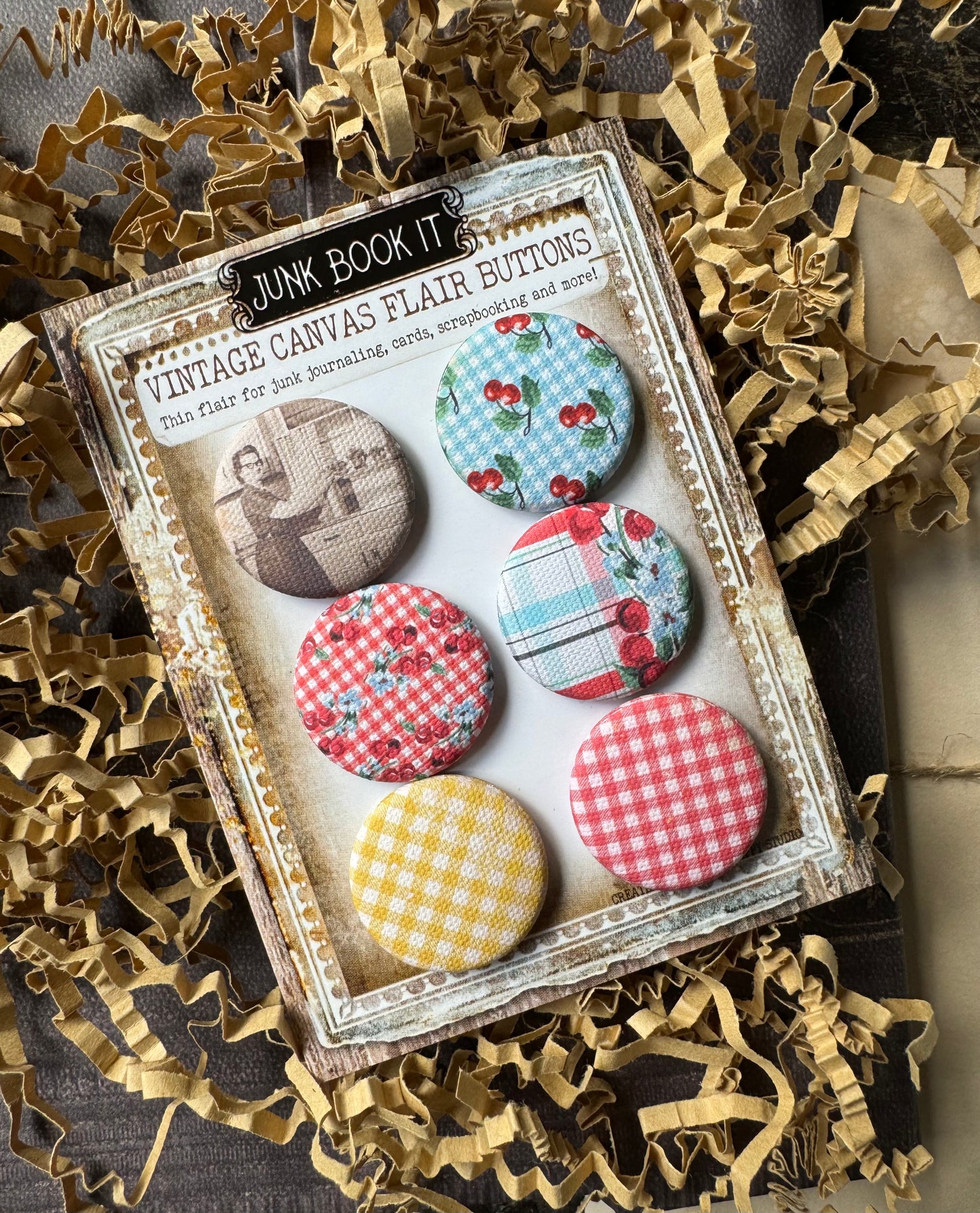 Vintage Summer Kitchen Canvas Flair Buttons