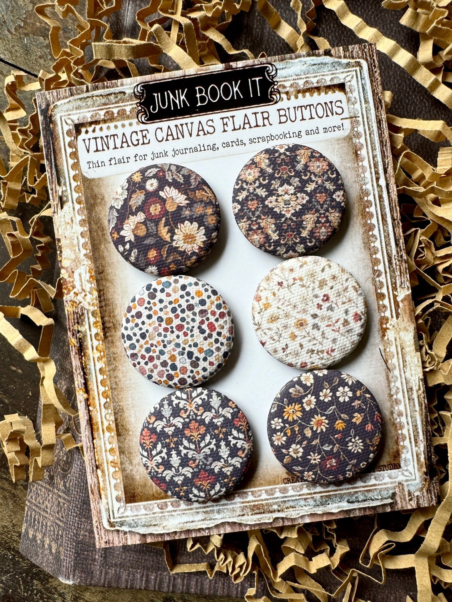Darker Floral Florals Canvas Flair Buttons
