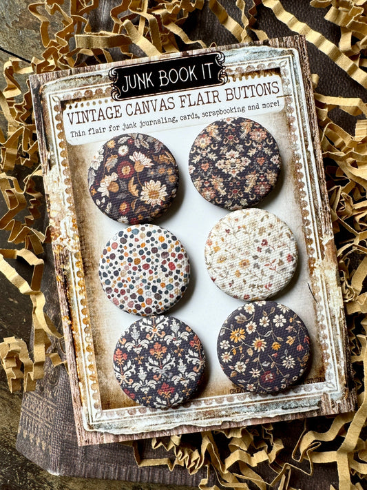 Darker Floral Florals Canvas Flair Buttons