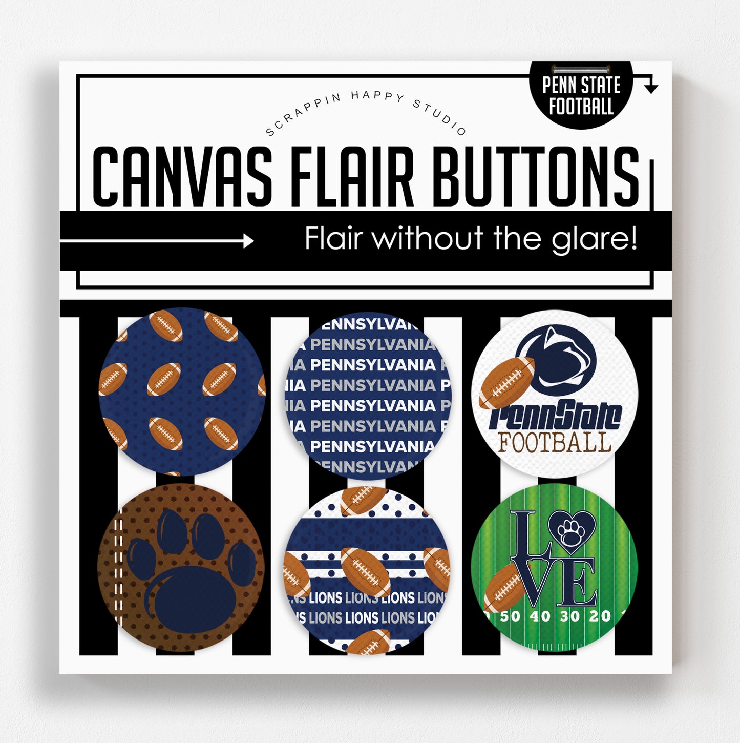 Penn State Football Canvas Flair Buttons