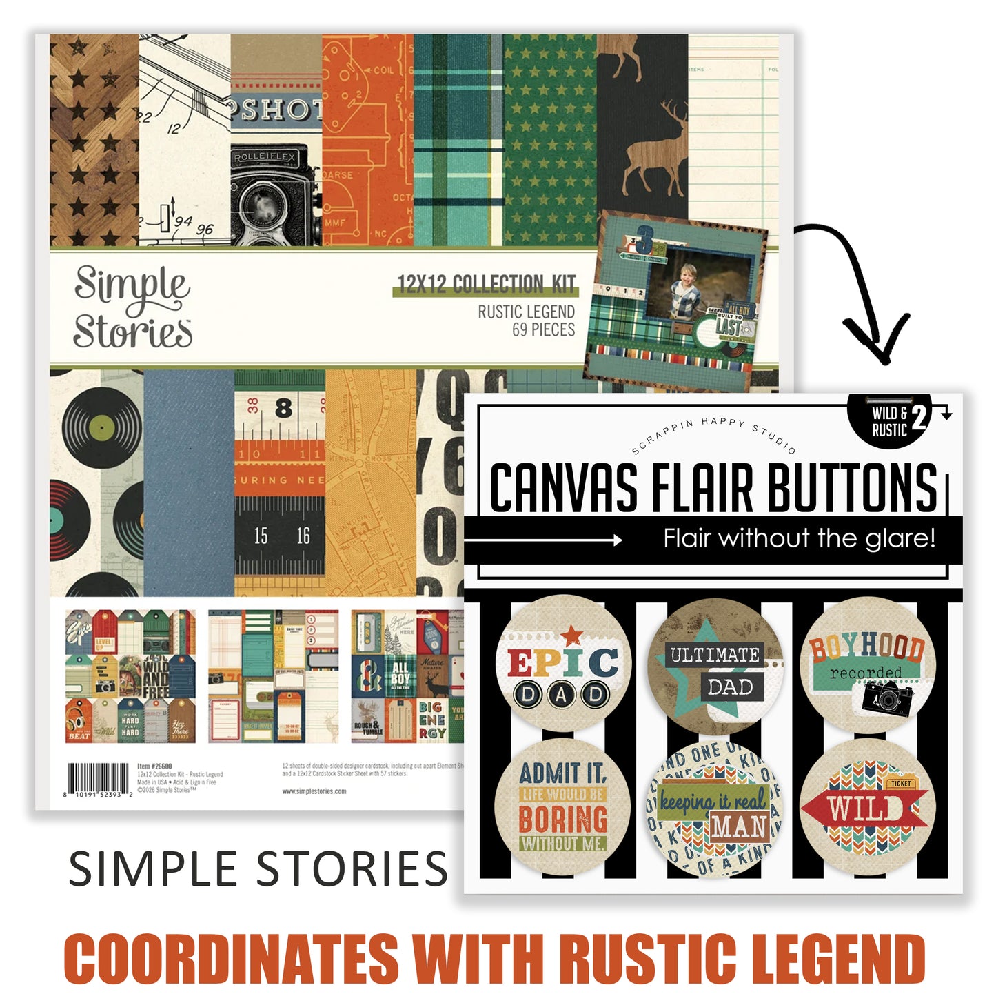 Wild & Rustic Set 2 Canvas Flair Buttons
