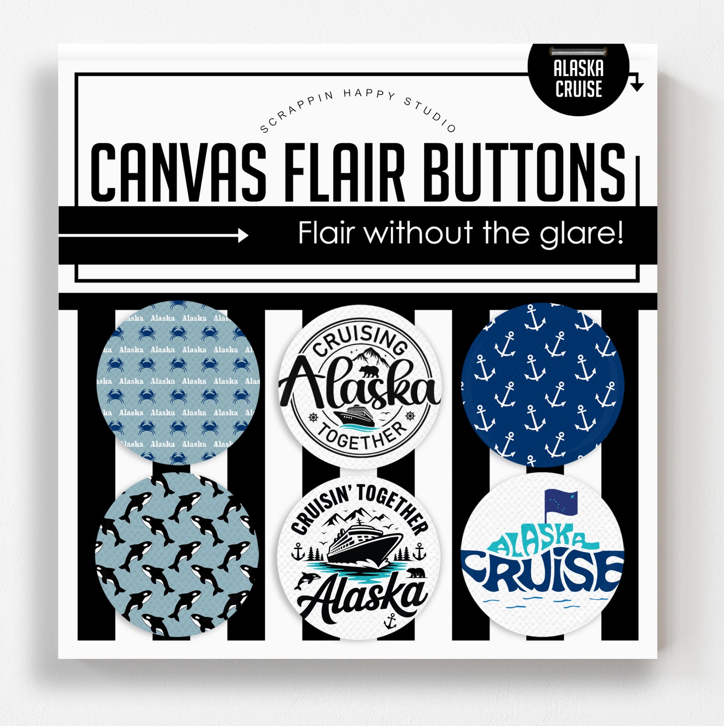 Cruise Alaska Canvas Flair Buttons