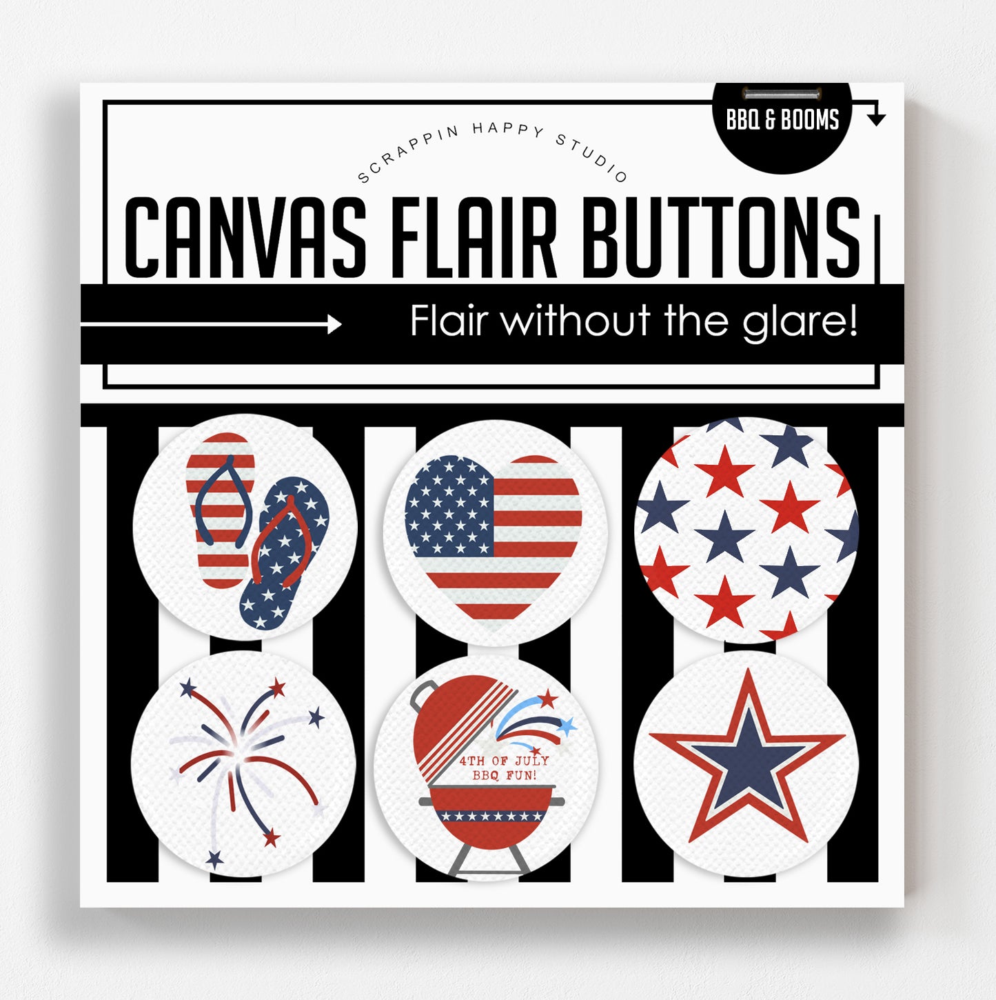 BBQs And Booms Canvas Flair Buttons