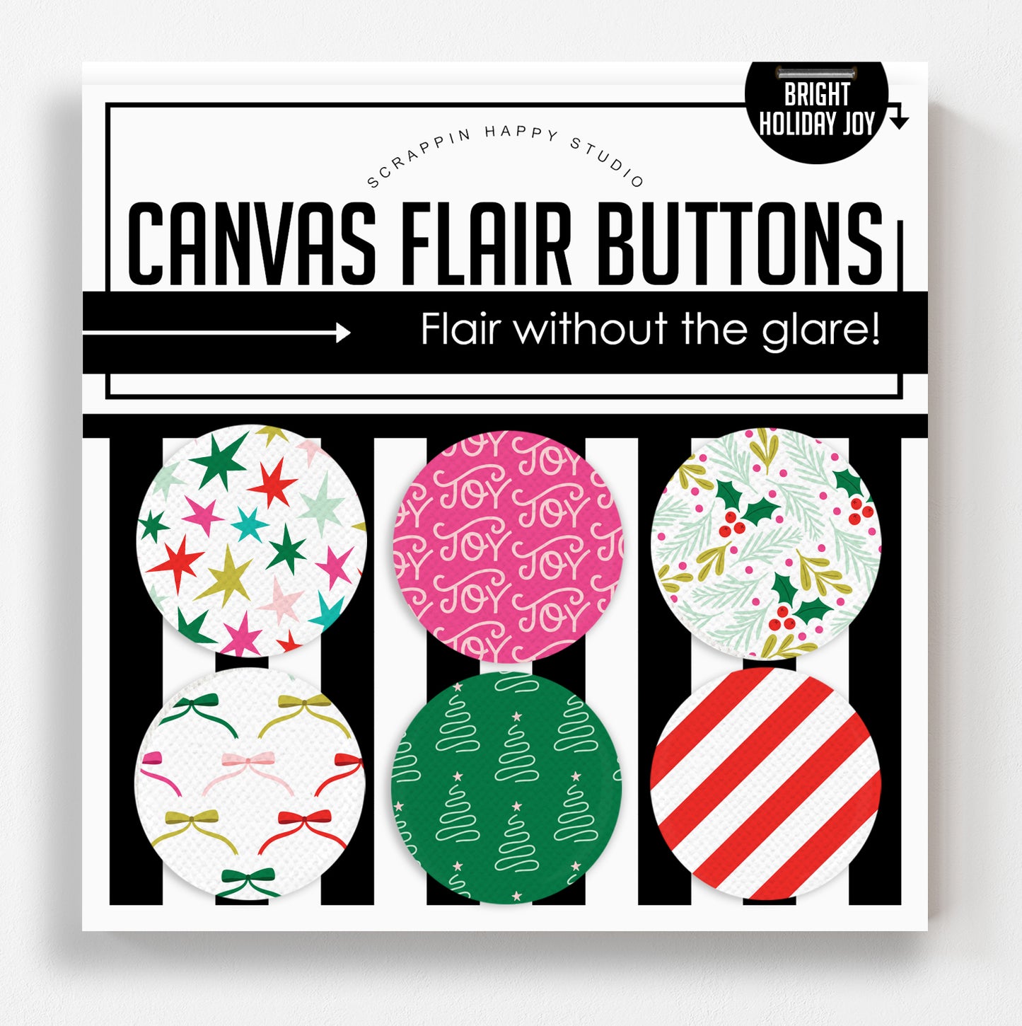 Bright Holiday Joy Flair Buttons