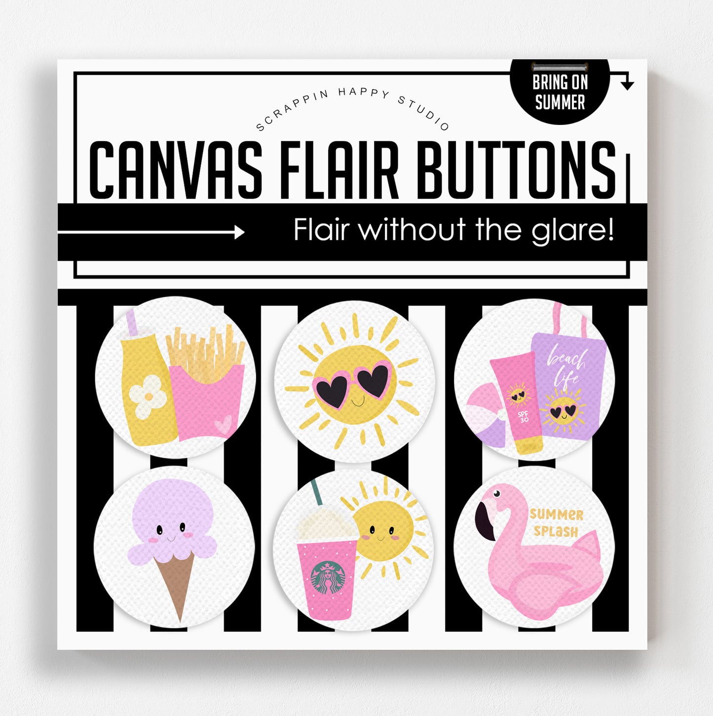 Bring On Summer Canvas Flair Buttons