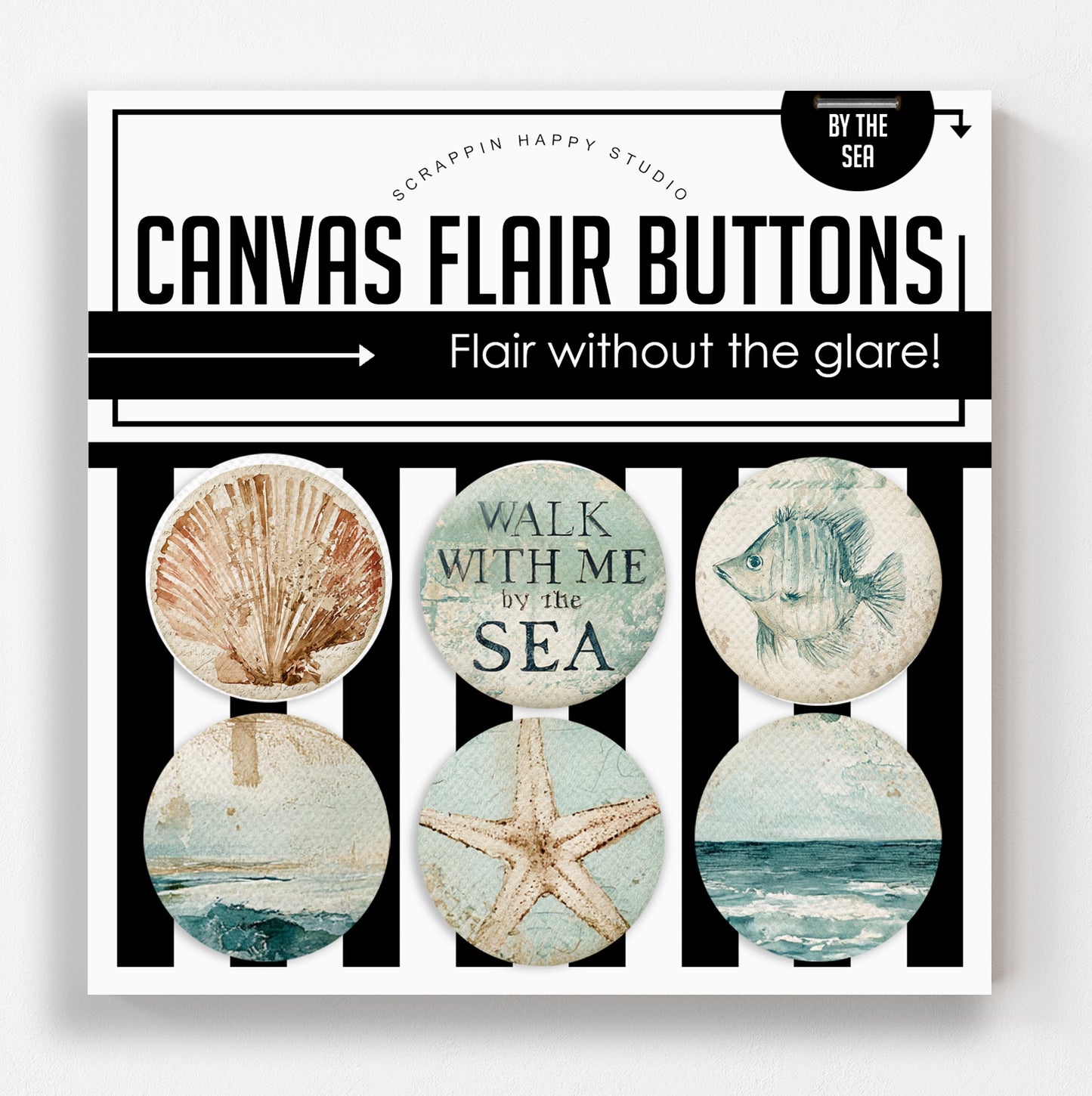 By The Sea Canvas Flair Buttons