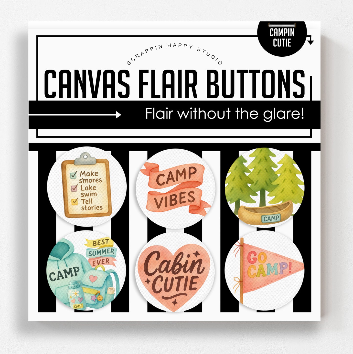 Campin Cutie Canvas Flair Buttons