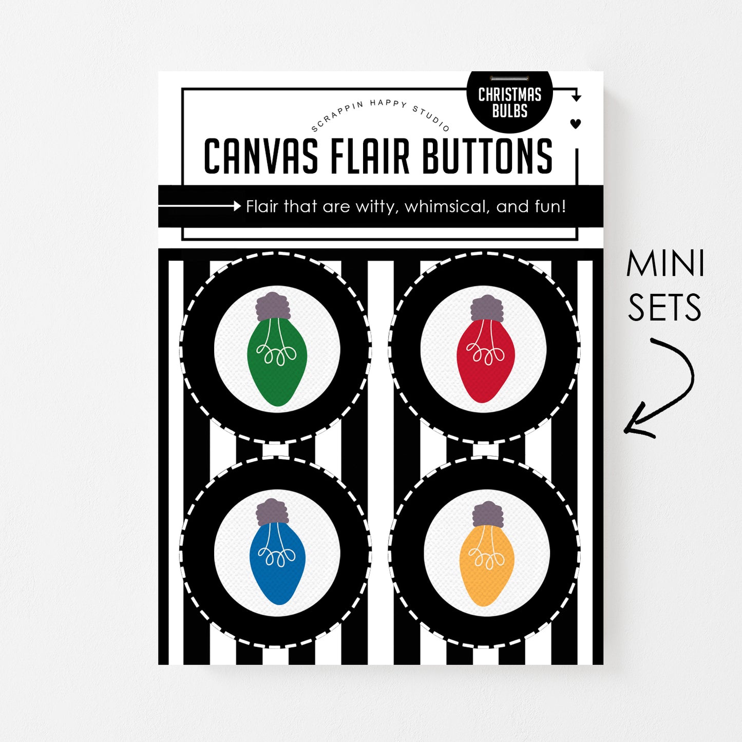 Christmas Bulbs Canvas Flair Buttons