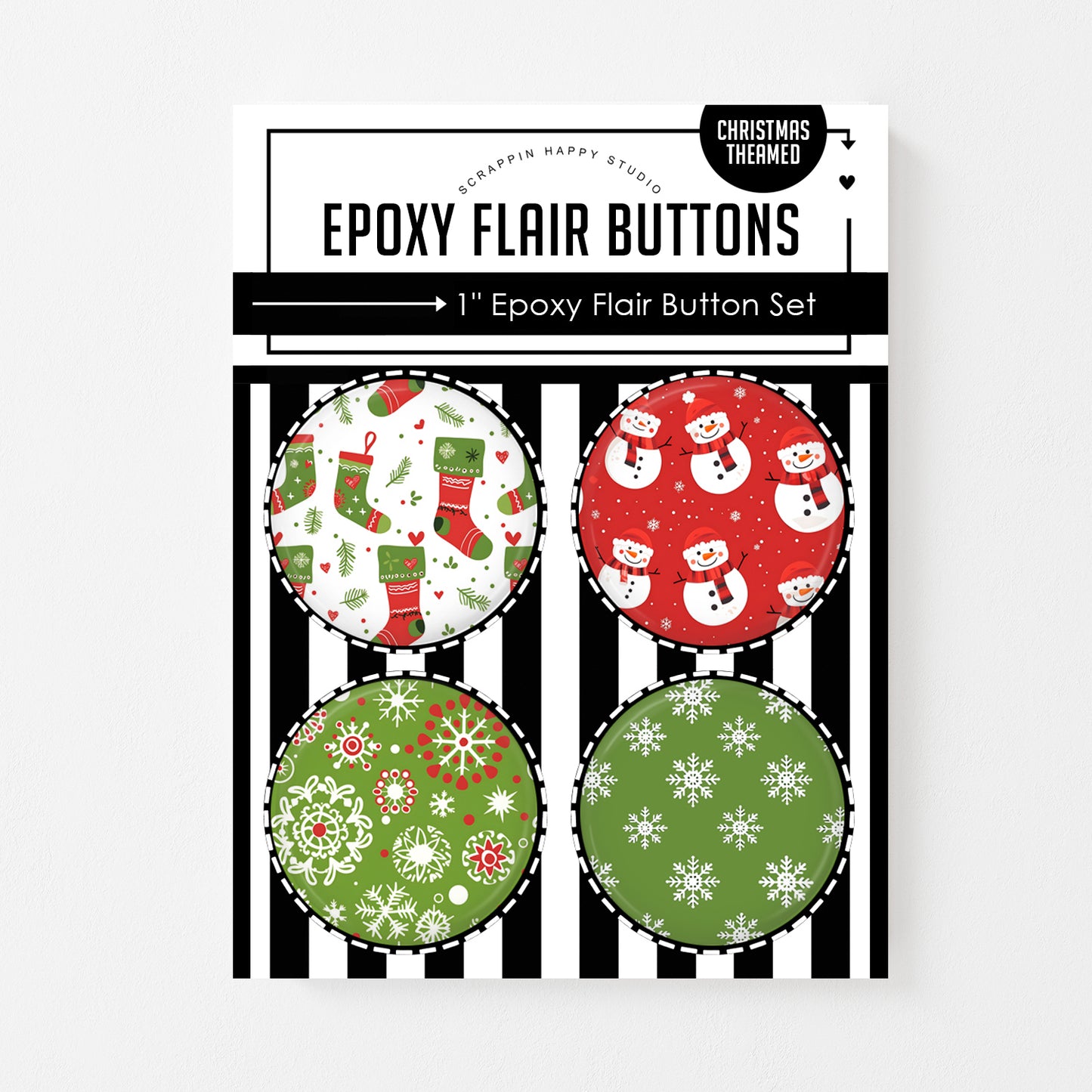 Christmas Themed Epoxy Flair Buttons