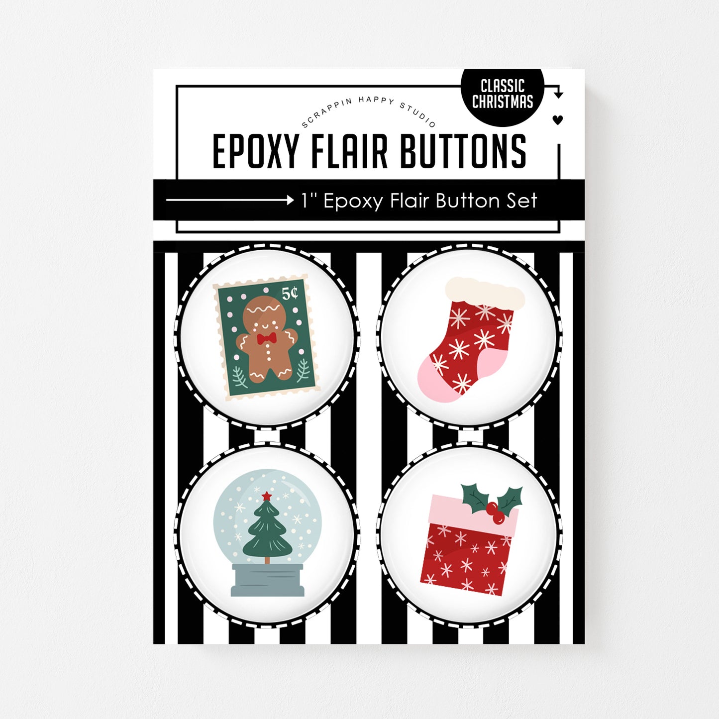 Classic Christmas Epoxy Flair Buttons