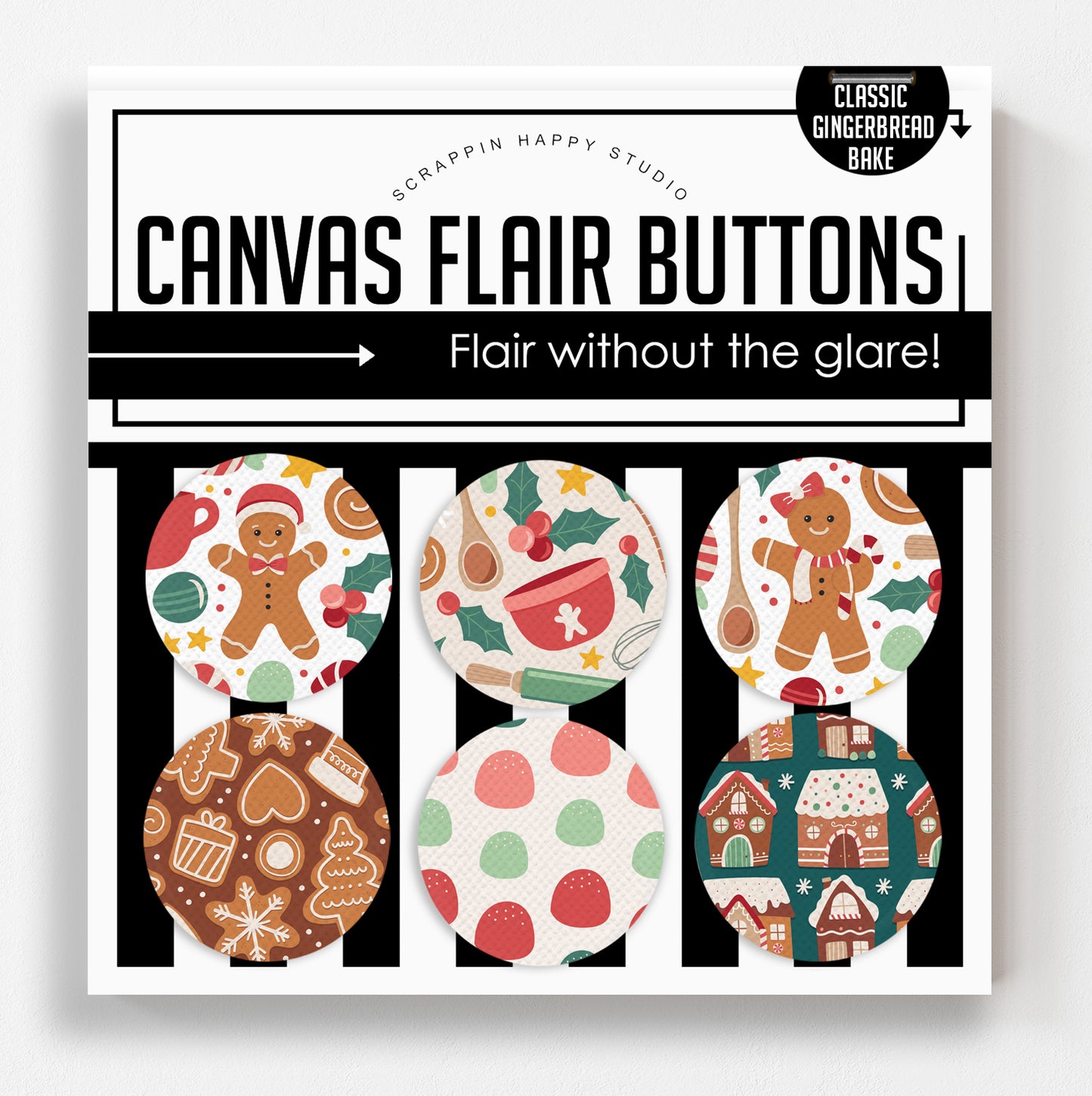 Classic Gingerbread Bake Canvas Flair Buttons