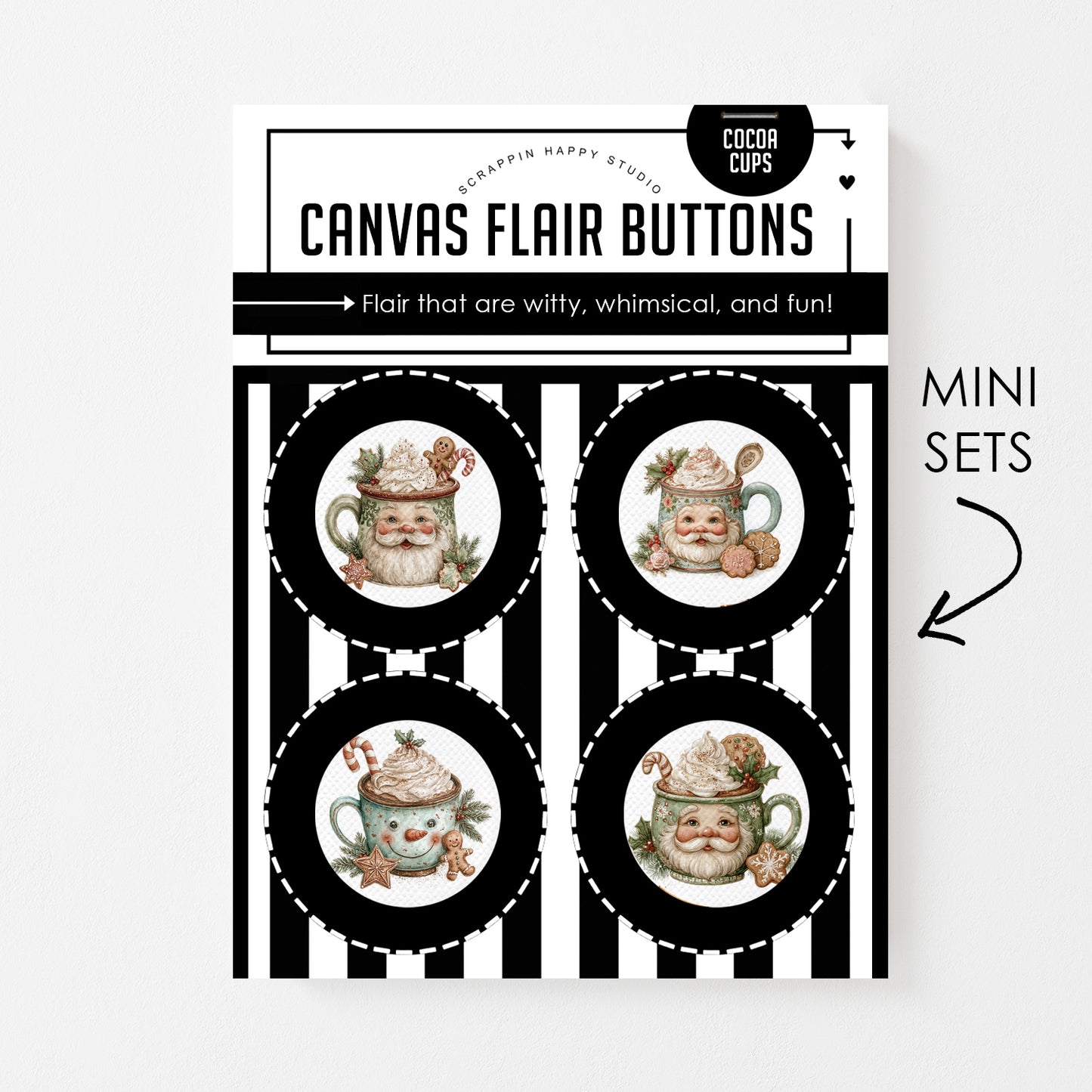 Cocoa Cups Canvas Flair Buttons
