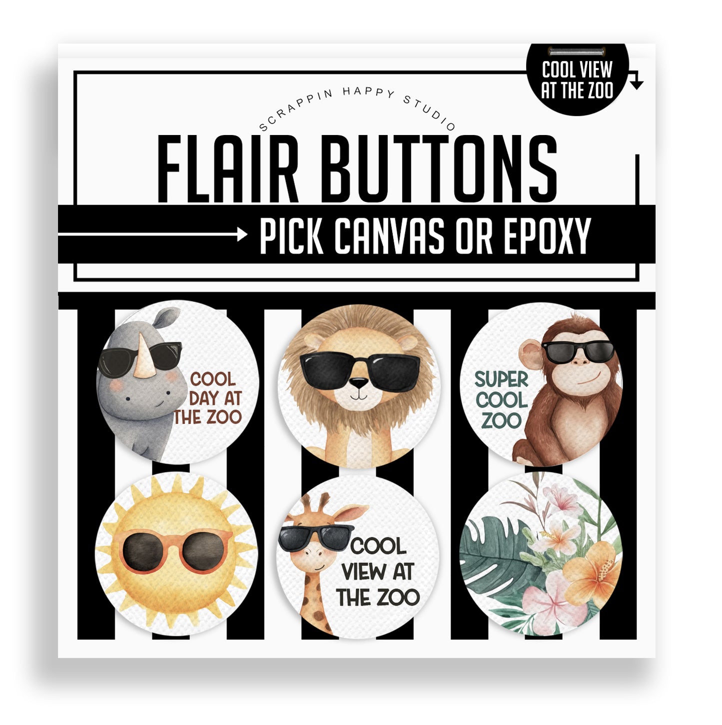 Cool View At The Zoo Flair Buttons