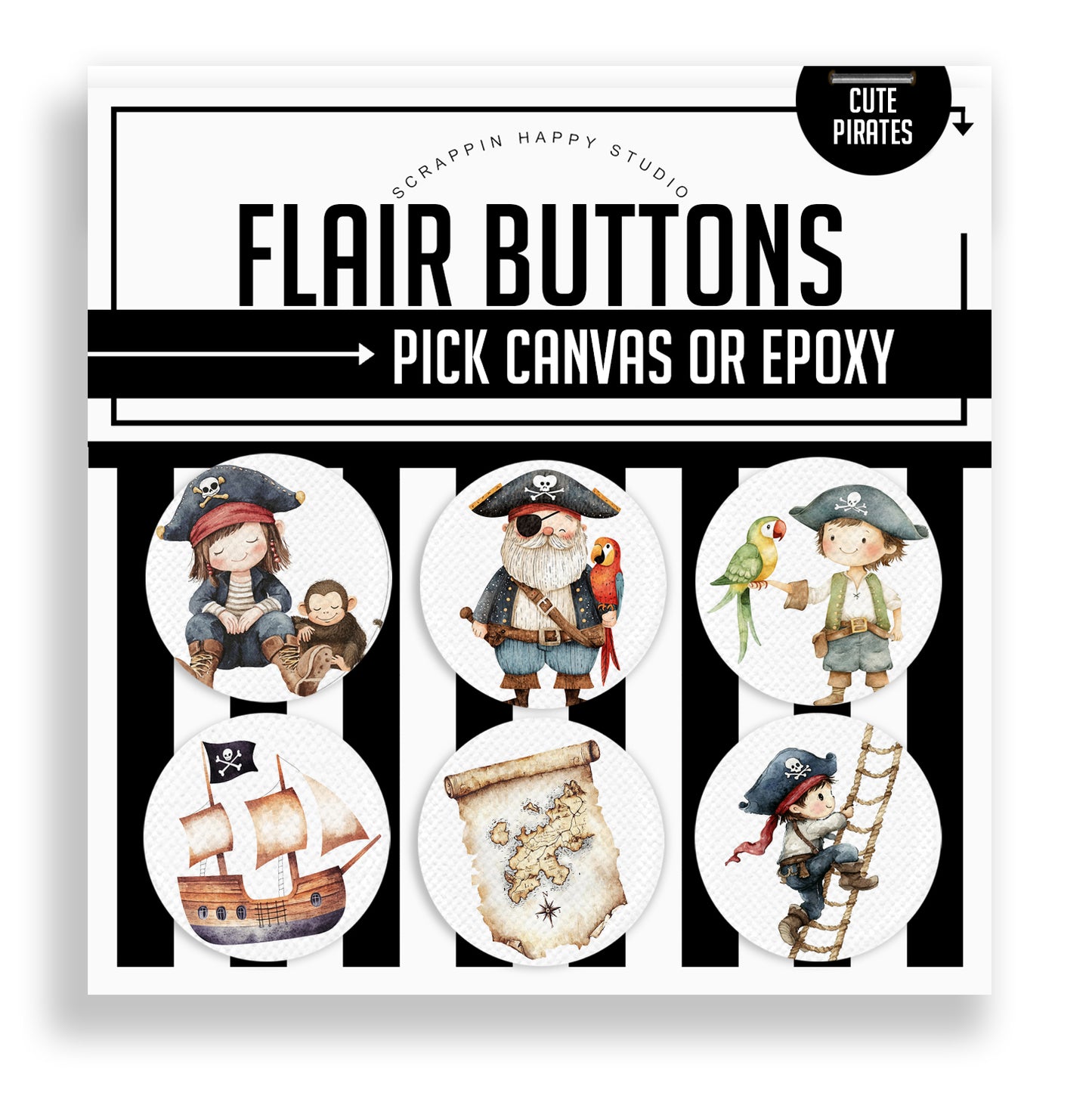 Cute Pirates Flair Buttons