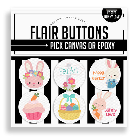 Easter Bunny Love Flair Buttons