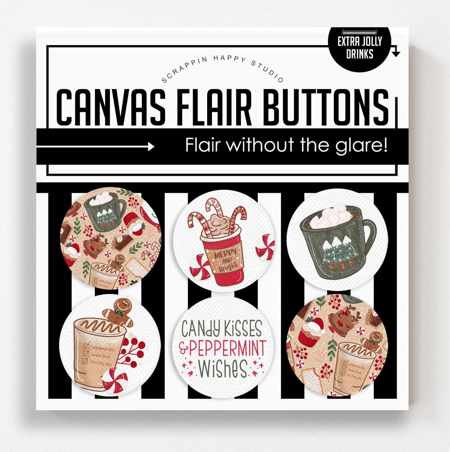 Extra Jolly Drinks Canvas Flair Buttons