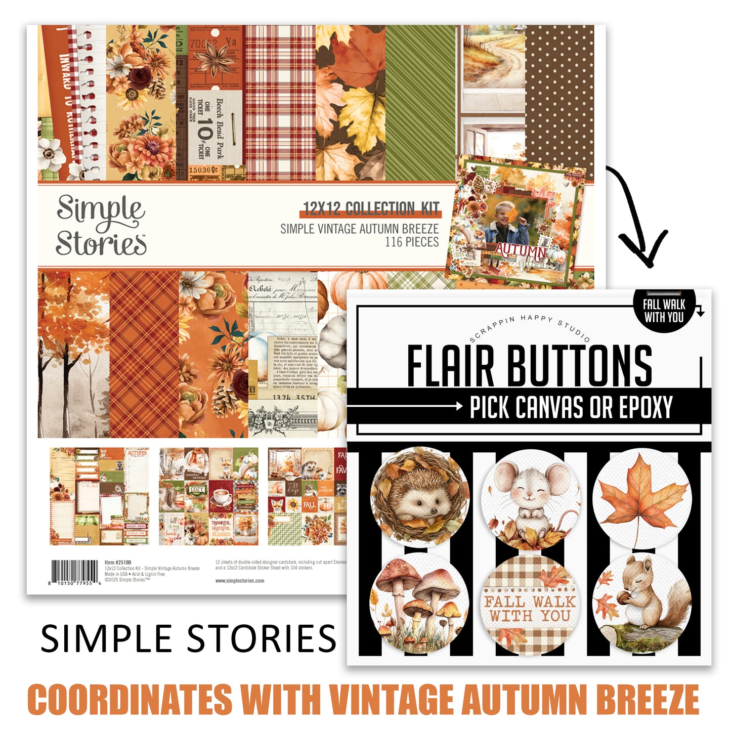 Fall Walk With You Flair Buttons