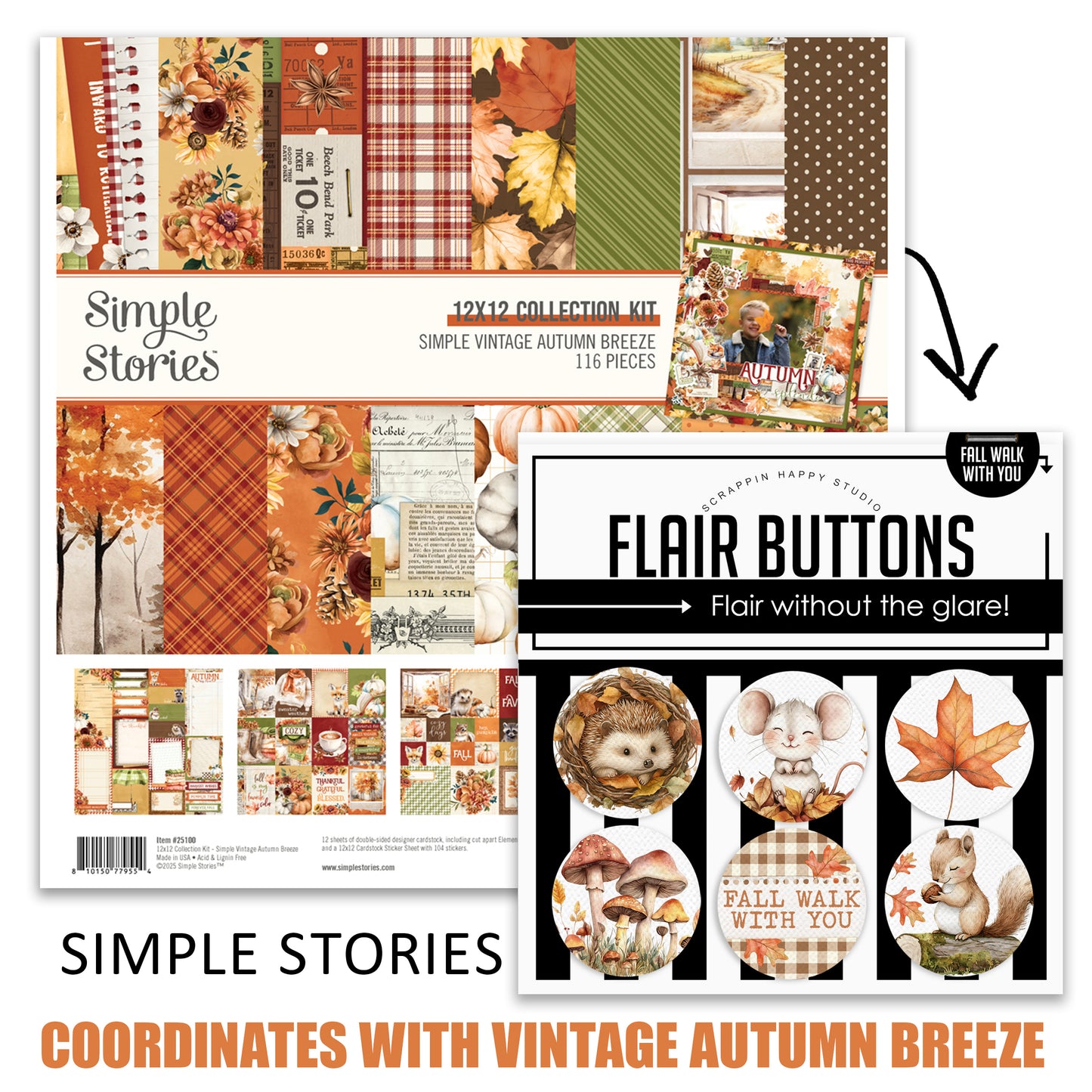 Fall Walk With You Canvas Flair Buttons