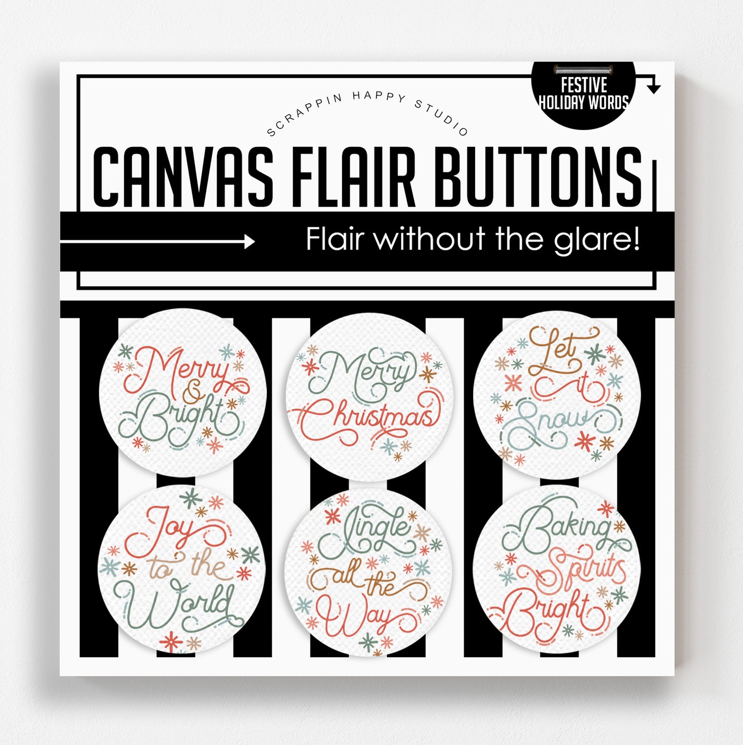 Festive Holiday Words Canvas Flair