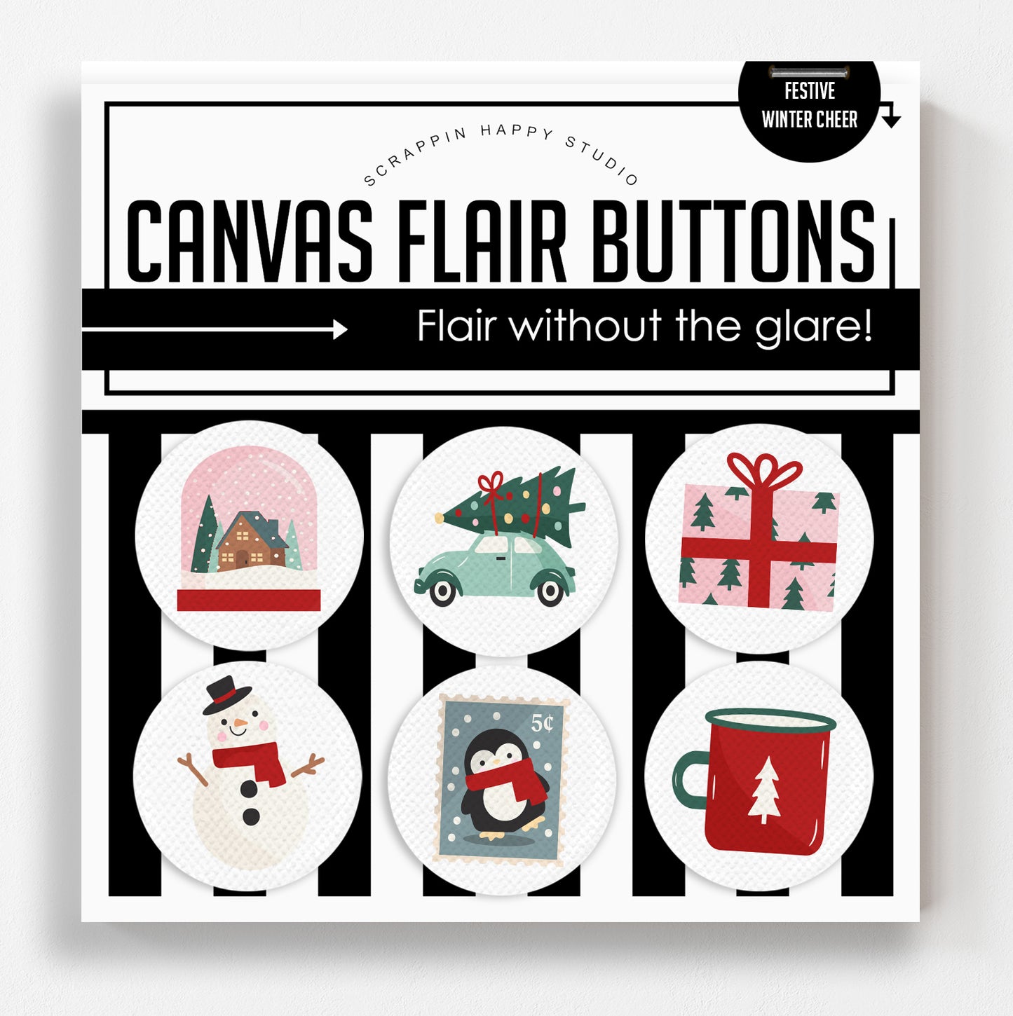 Festive Winter Cheer Canvas Flair Buttons