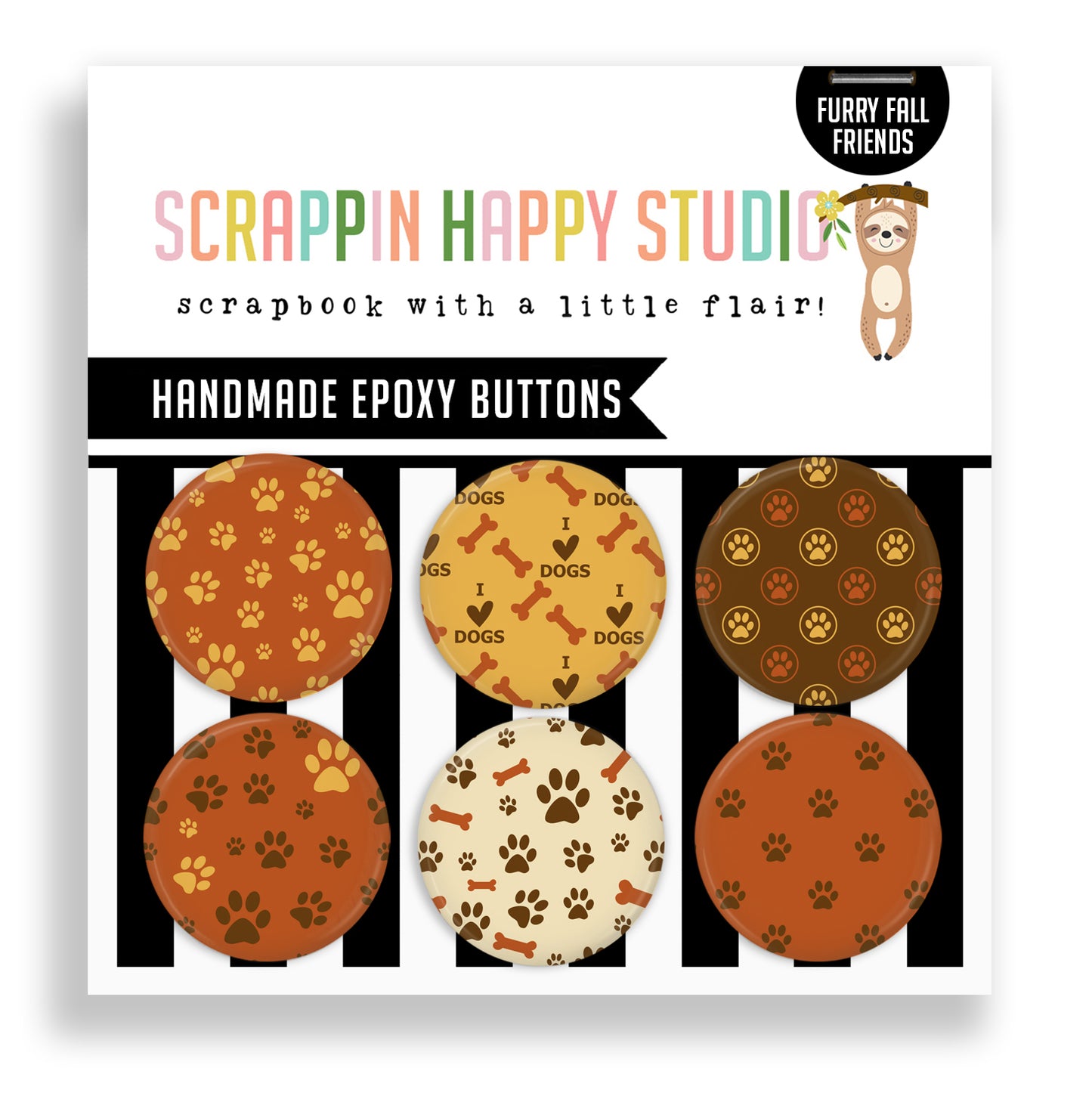Furry Fall Friends Flair Buttons
