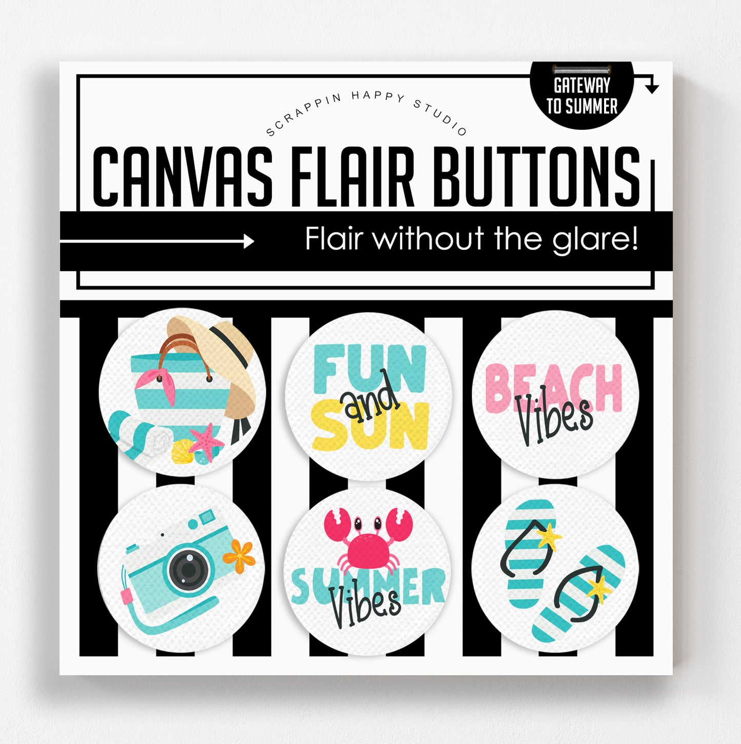Getaway Summer Canvas Flair Buttons